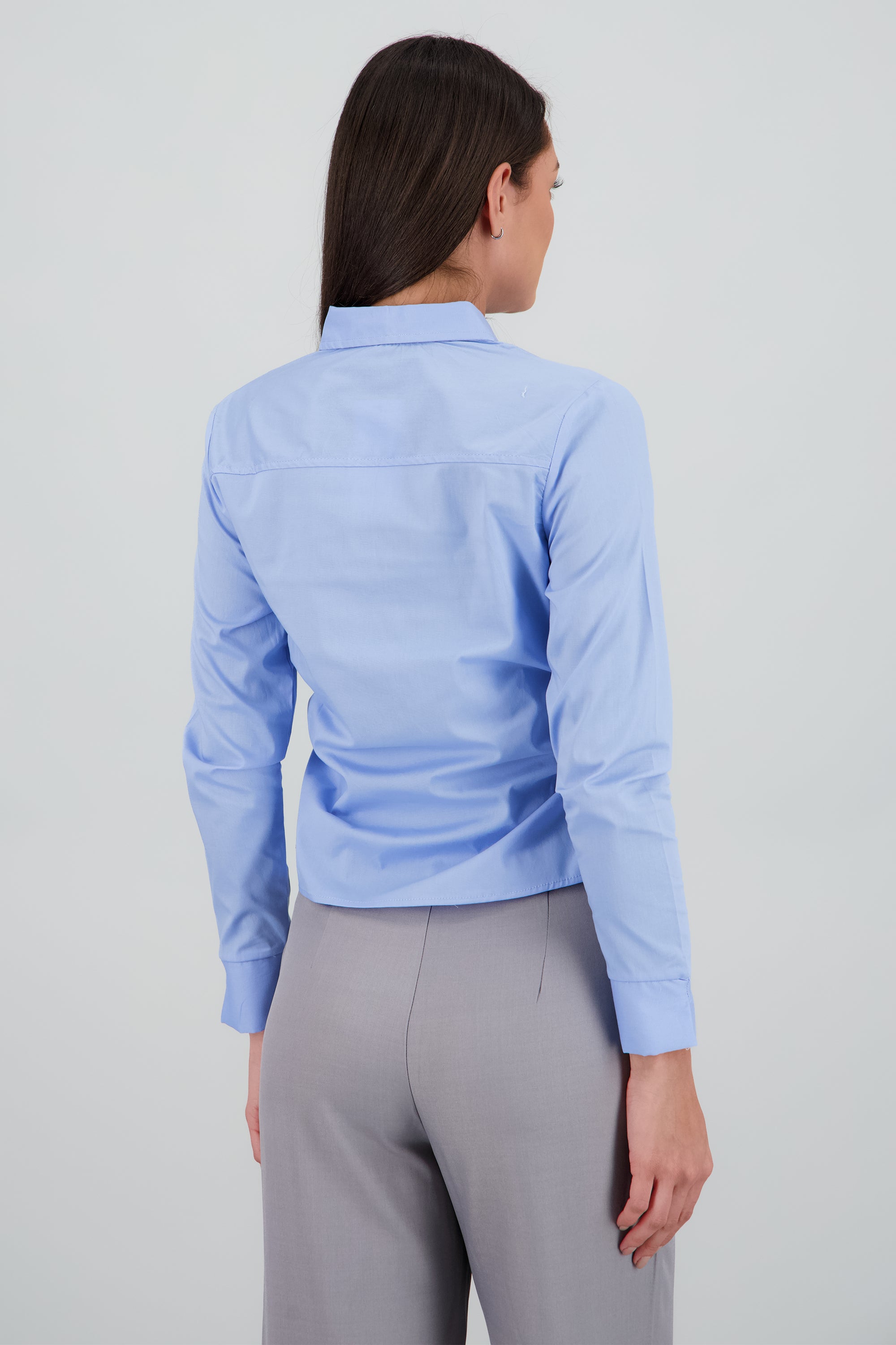 Camisa manga larga detalle frunces costados AZUL PASTEL