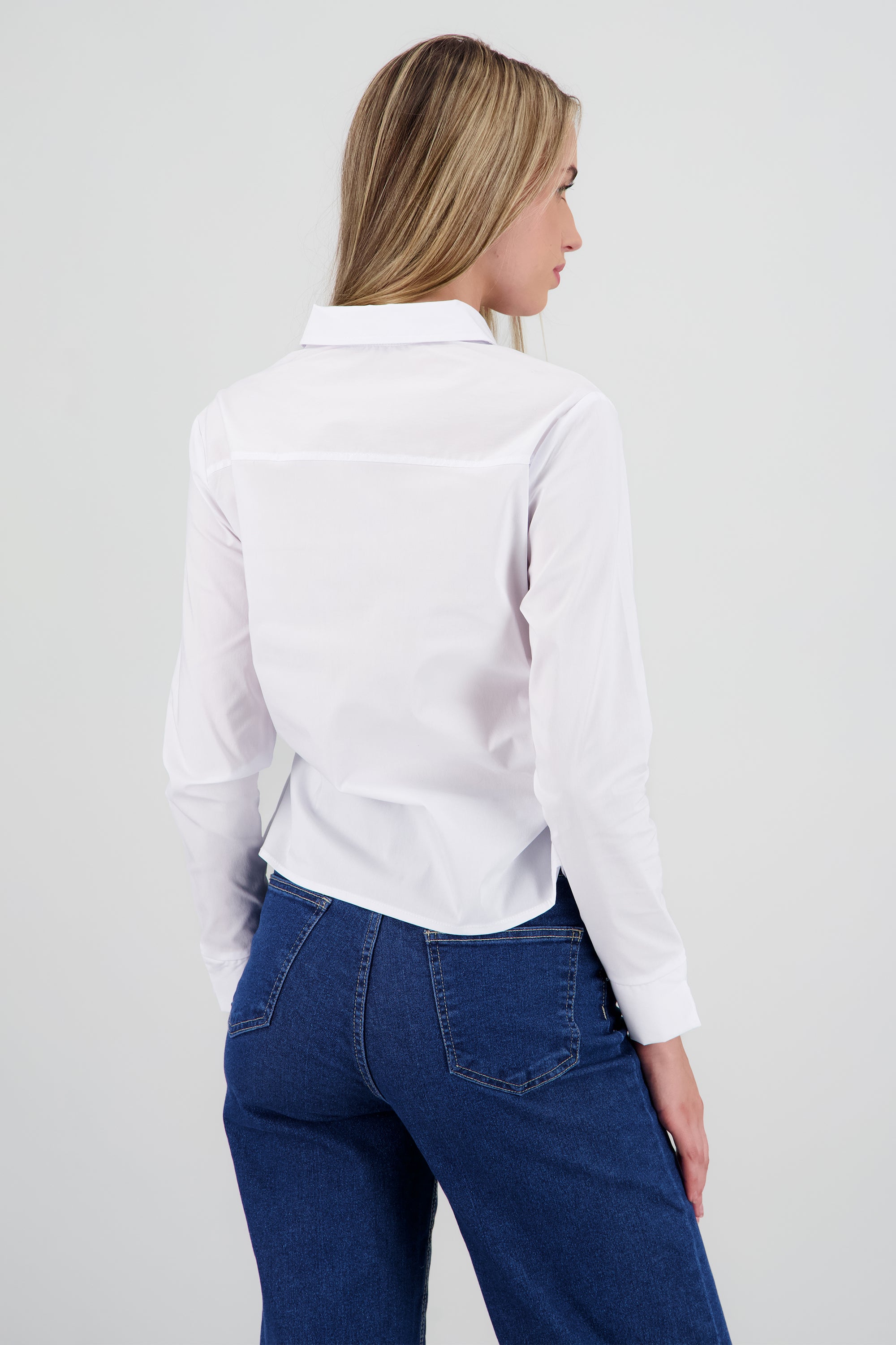 Camisa manga larga detalle frunces costados BLANCO