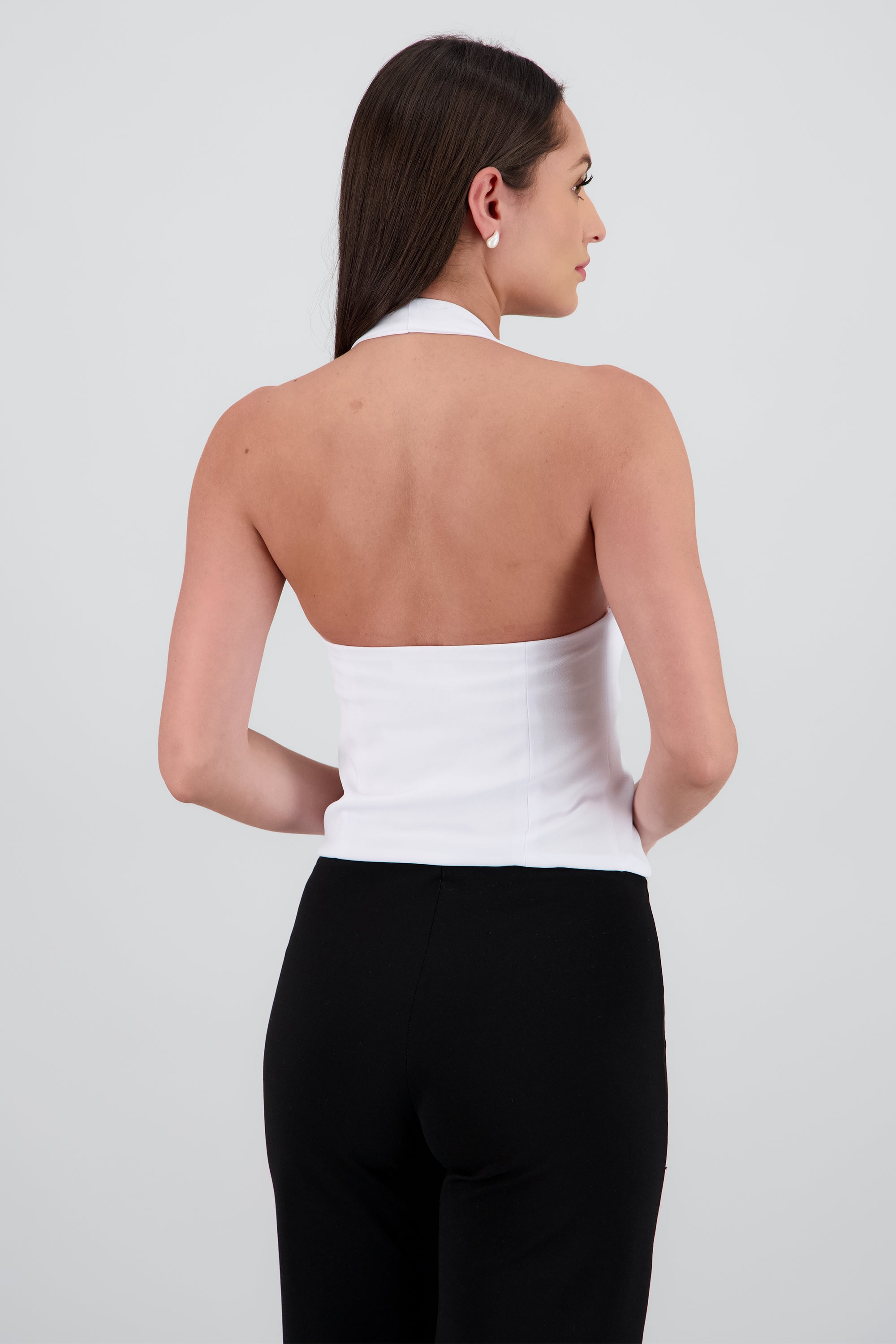 Top halter liso detalle cortes BLANCO
