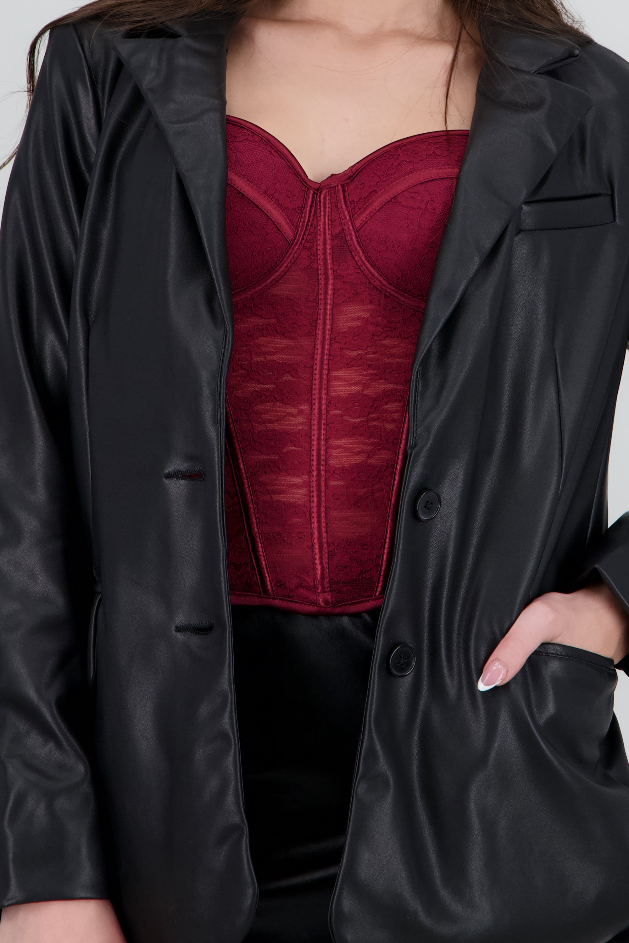 Blazer de piel vegana NEGRO