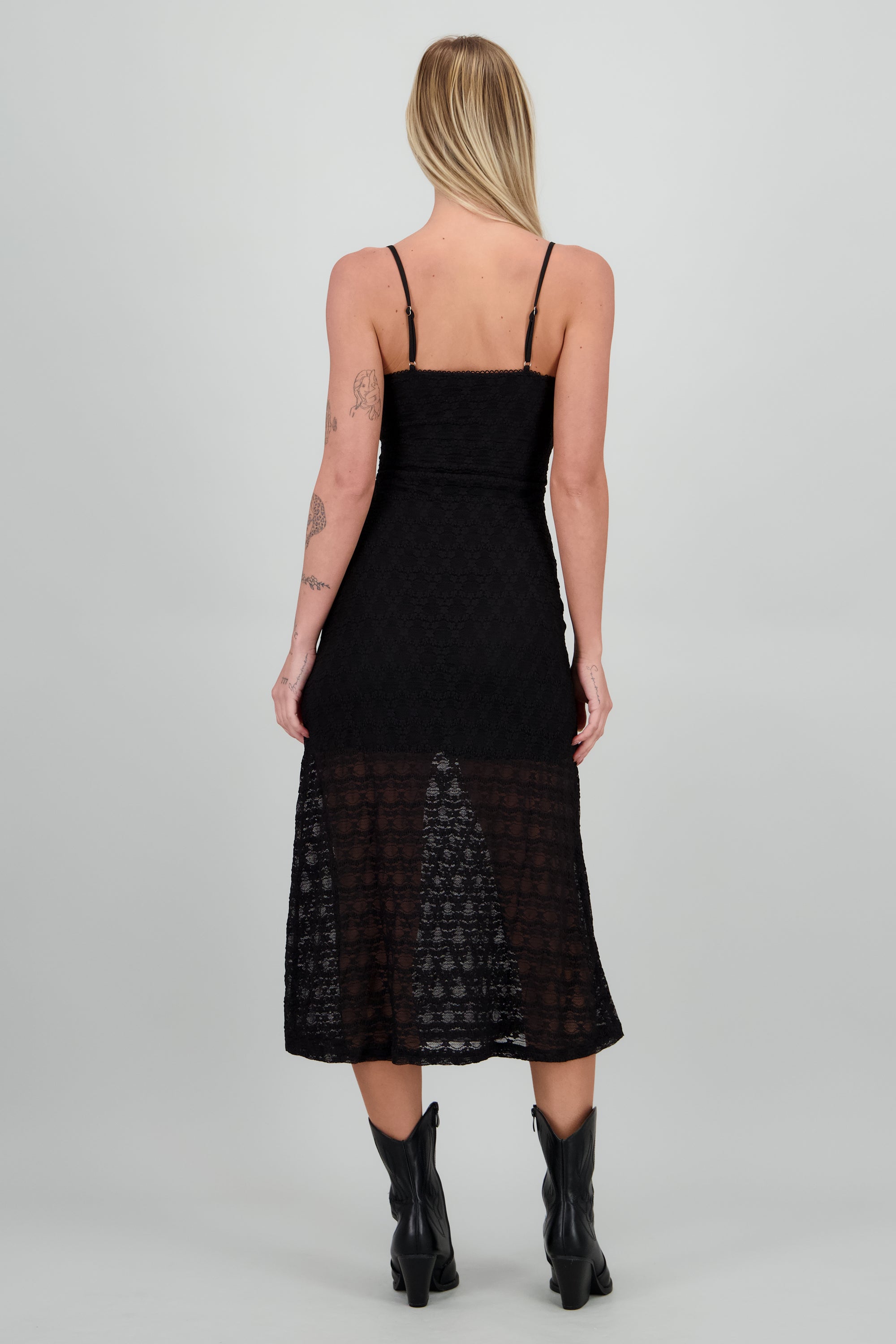 Vestido maxi encaje NEGRO