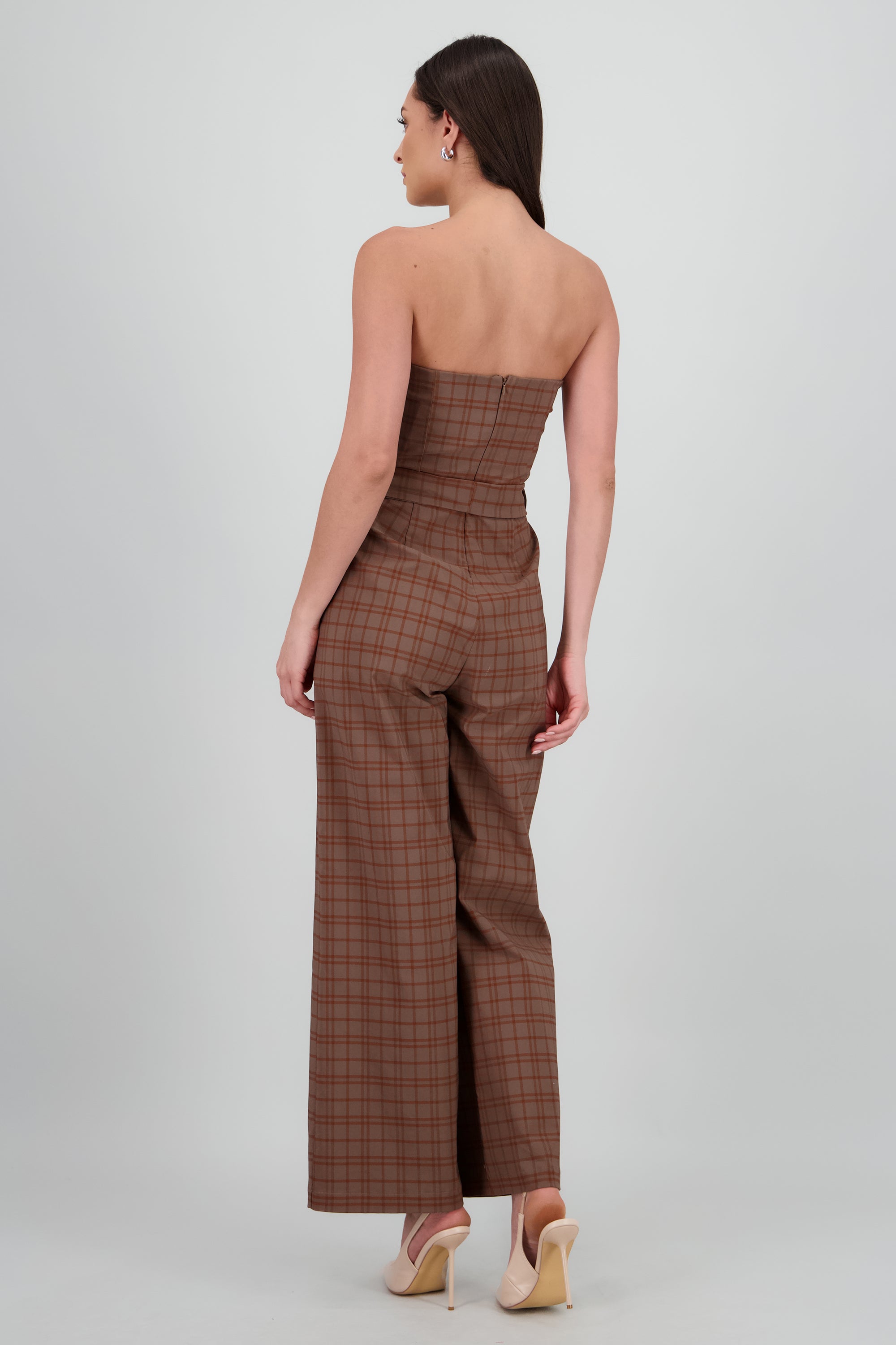 Jumpsuit strapless estampado cuadros CAFE COMBO