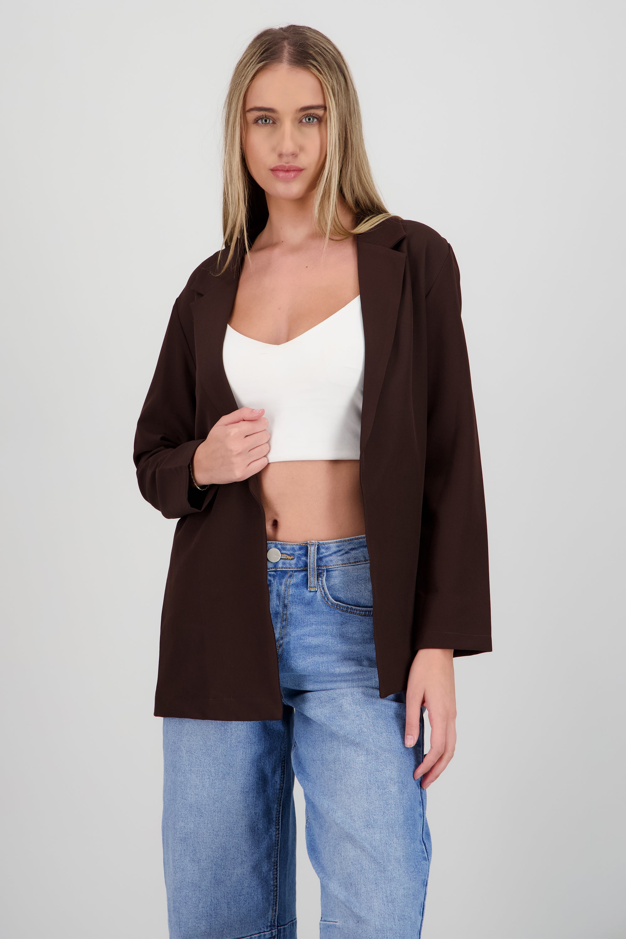 Blazer largo con fit relajado CAFE OBSCURO