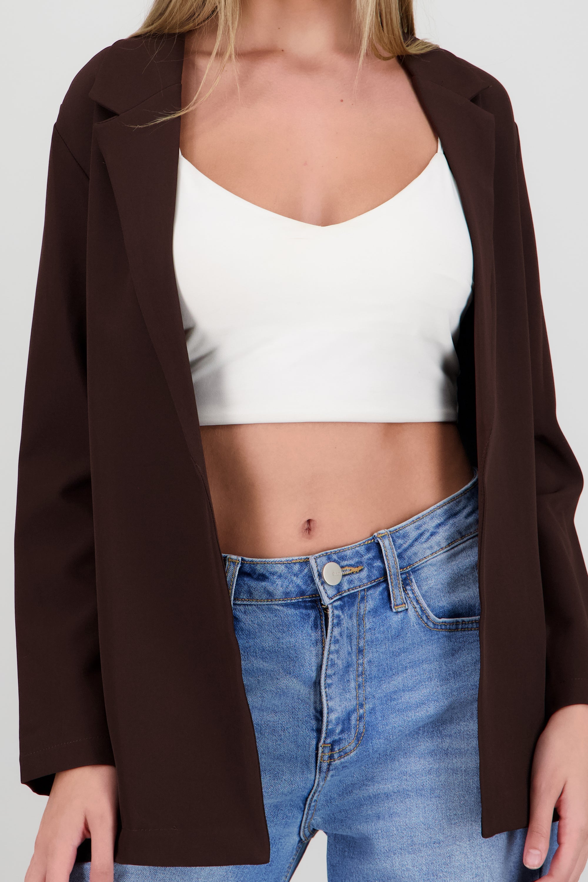 Blazer largo con fit relajado CAFE OBSCURO