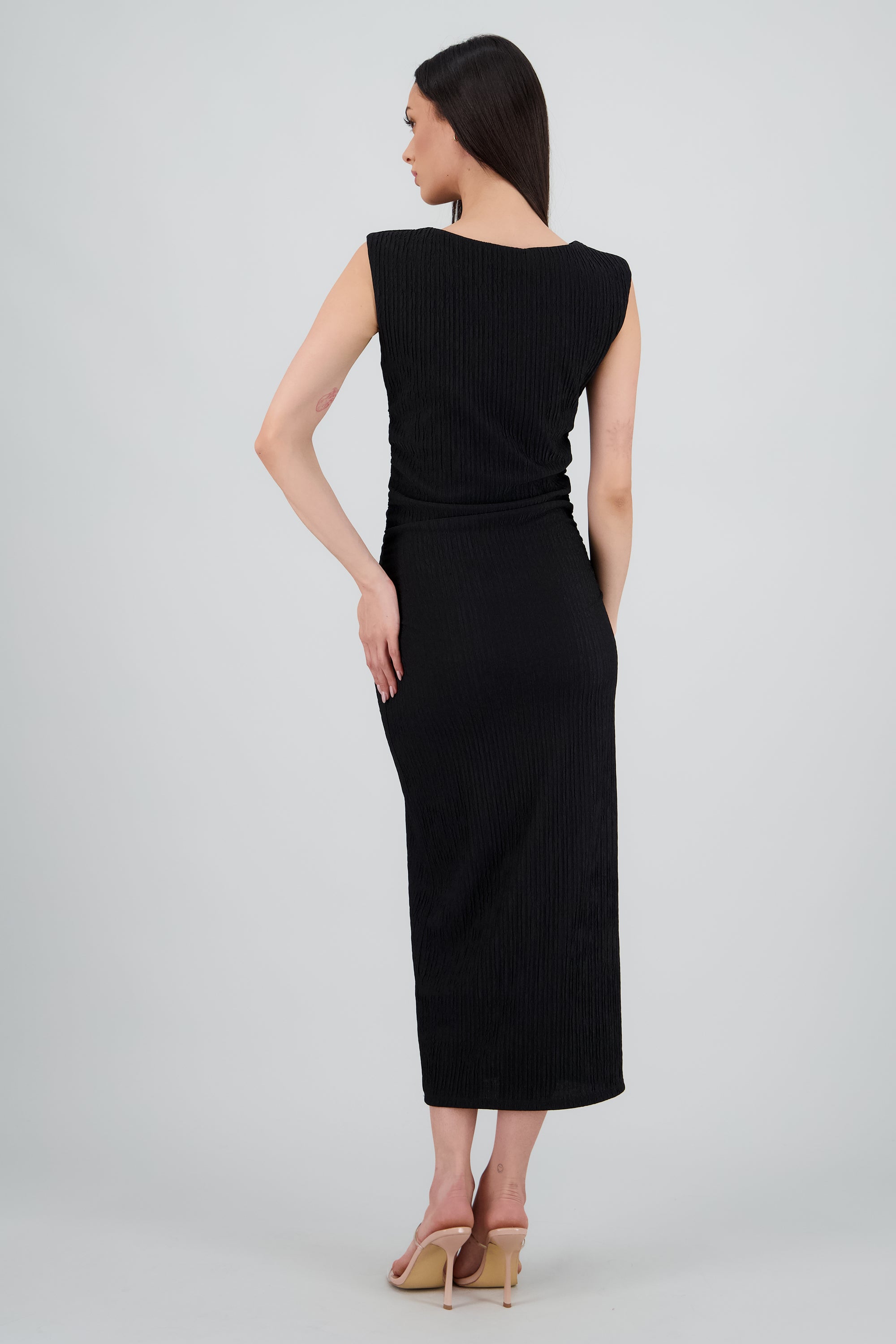 Vestido maxi drapeado NEGRO