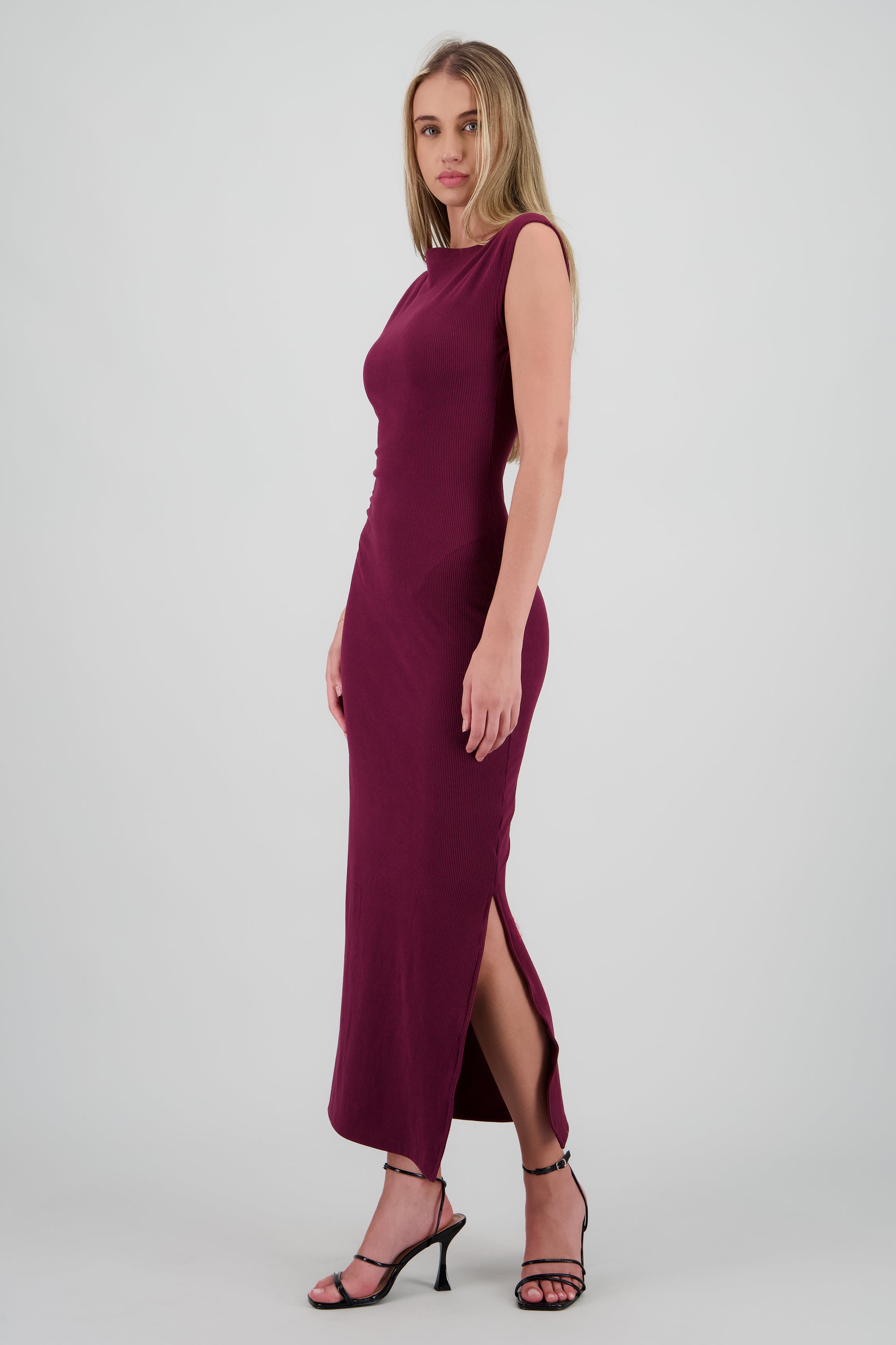 Vestido maxi de cuello cascada VINO