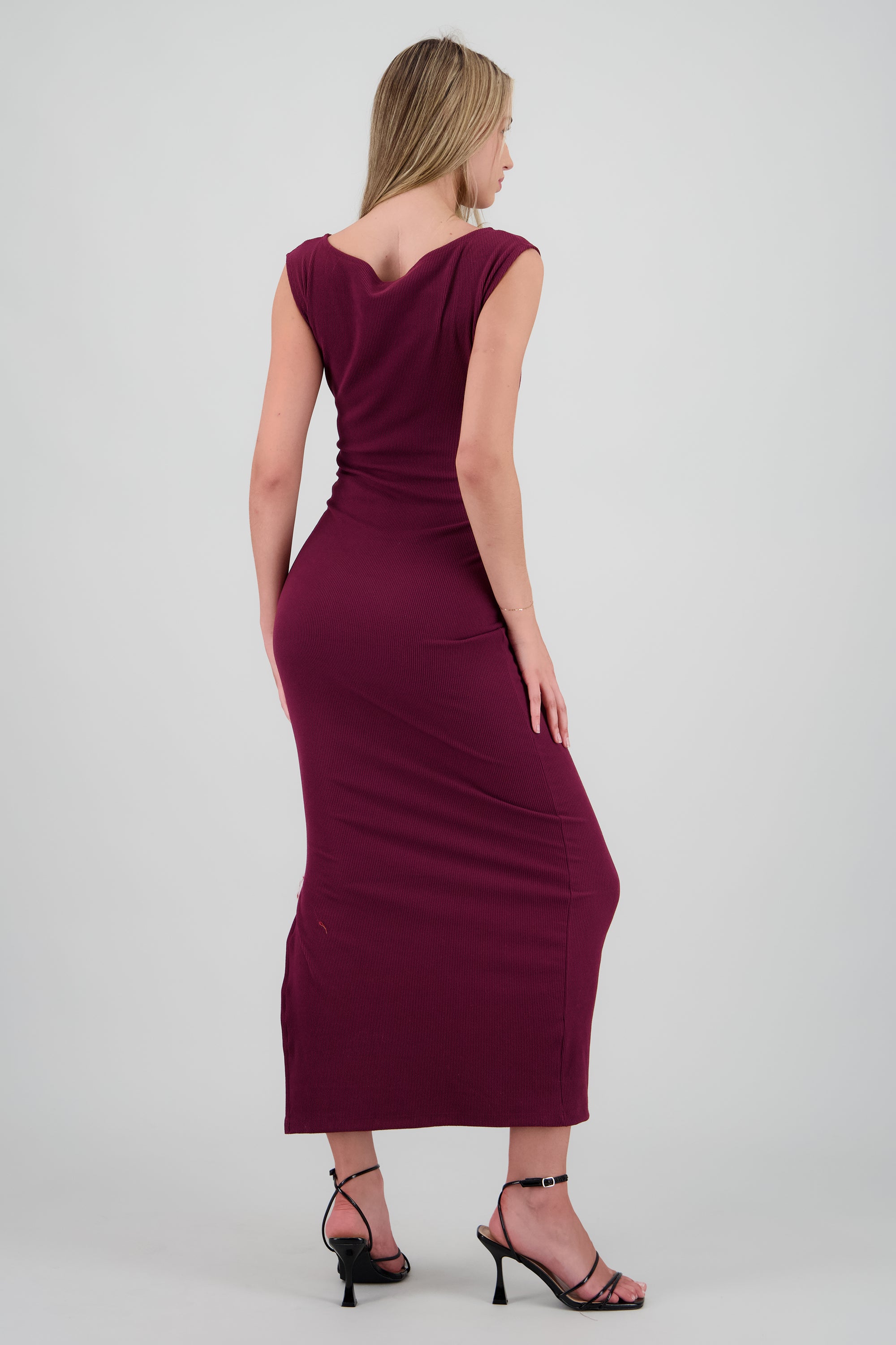 Vestido maxi de cuello cascada VINO