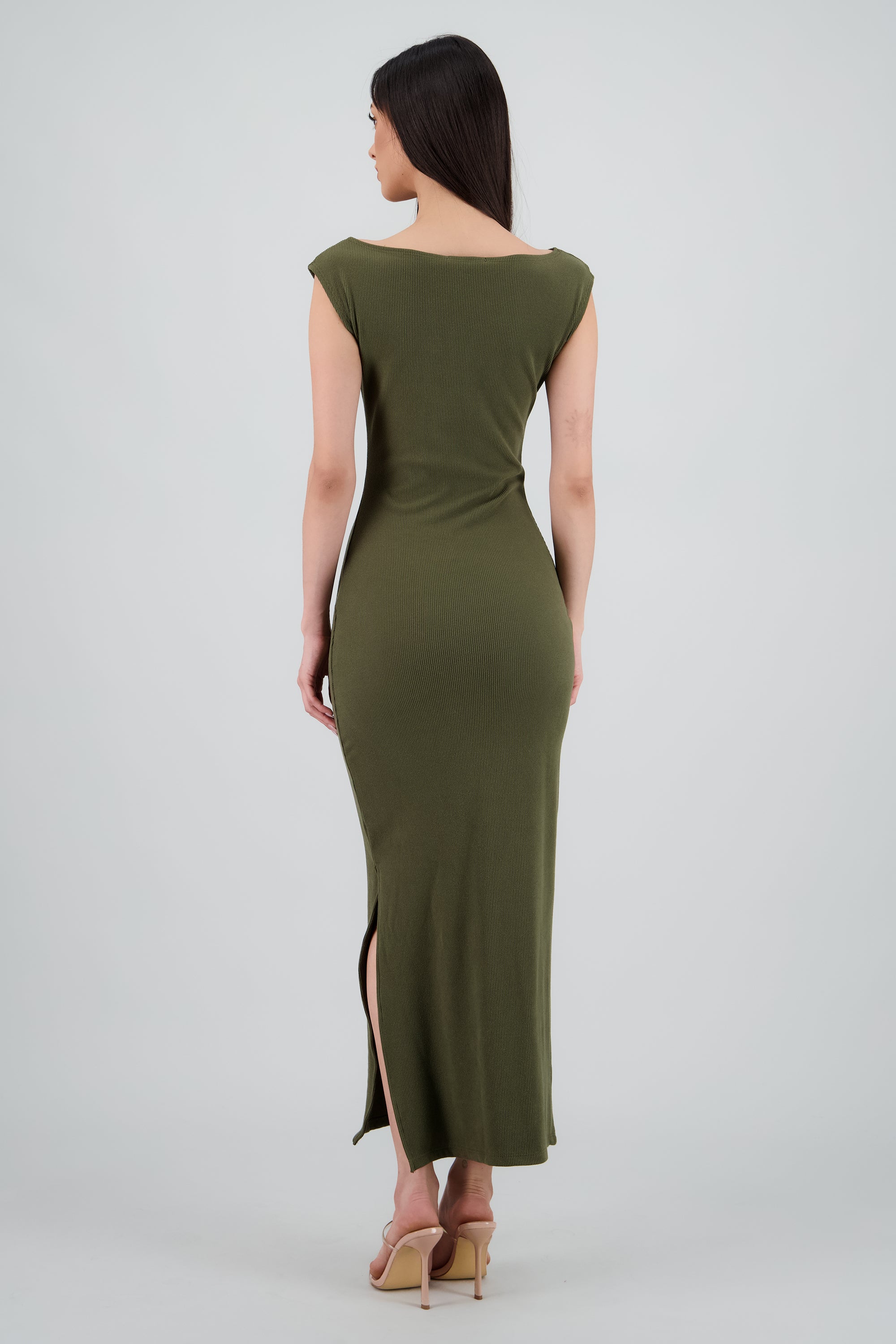 Vestido maxi de cuello cascada OLIVO