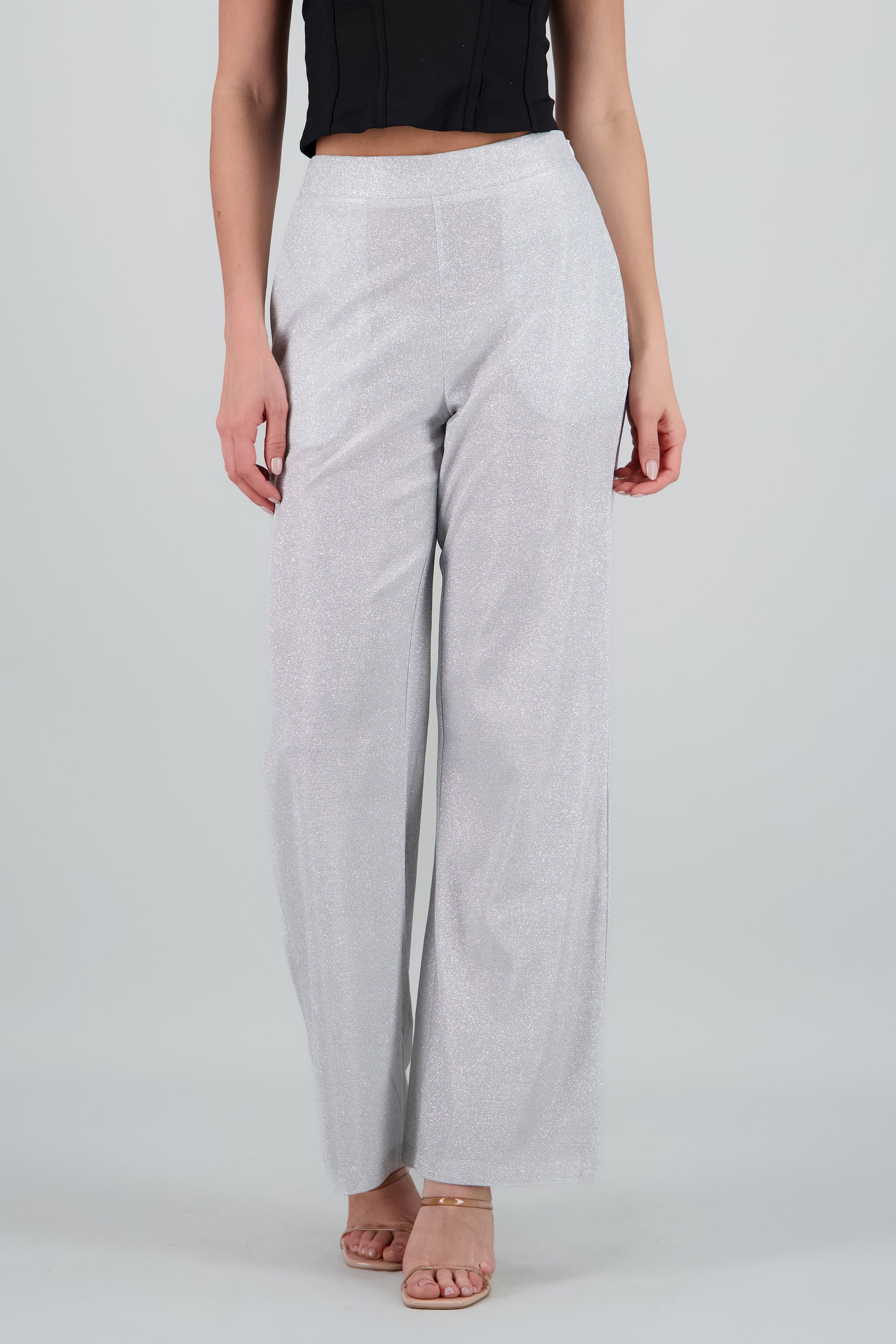 Pantalon amplio brillos PLATA