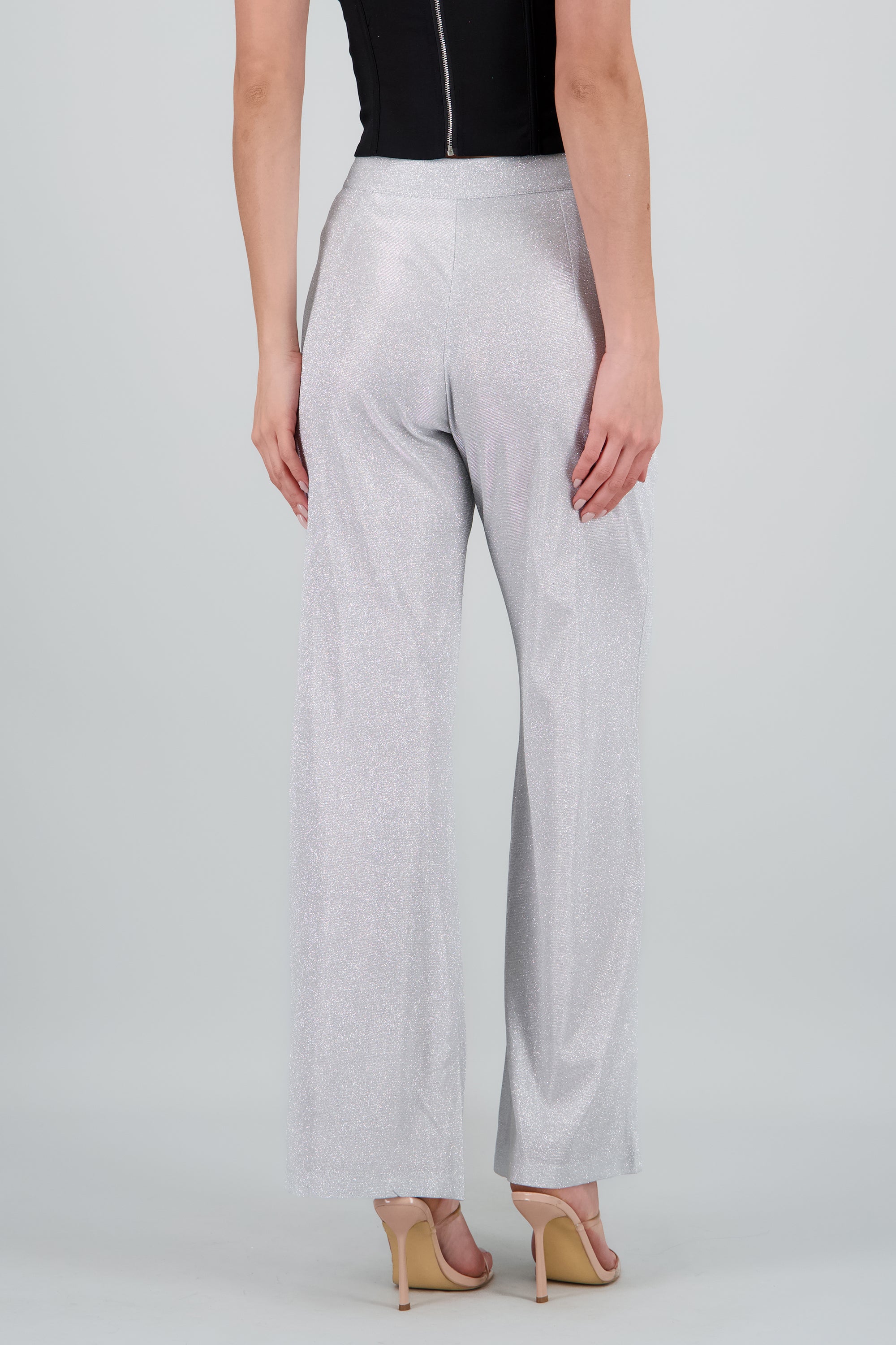 Pantalon amplio brillos PLATA