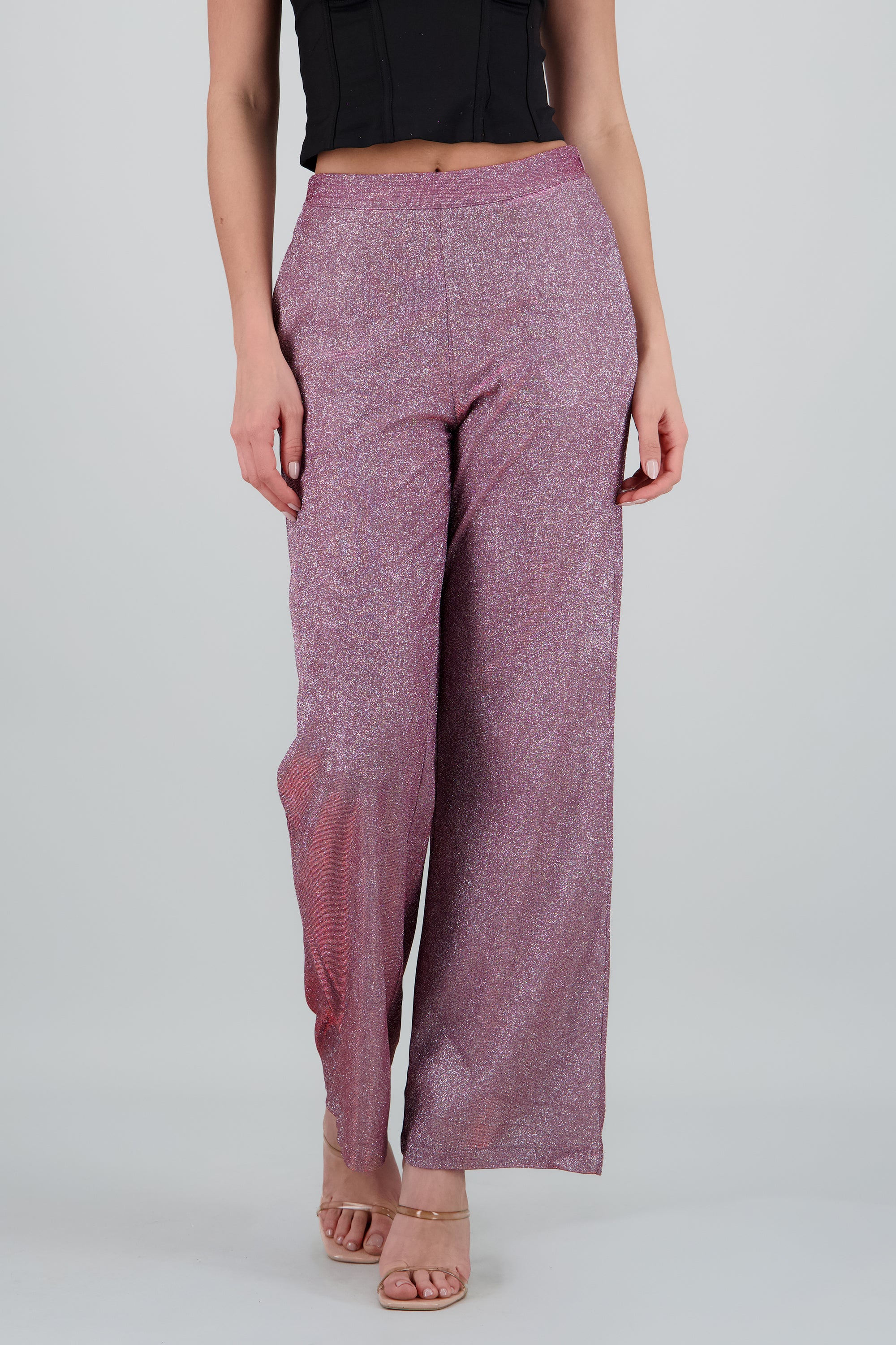 Pantalon amplio brillos CIRUELA