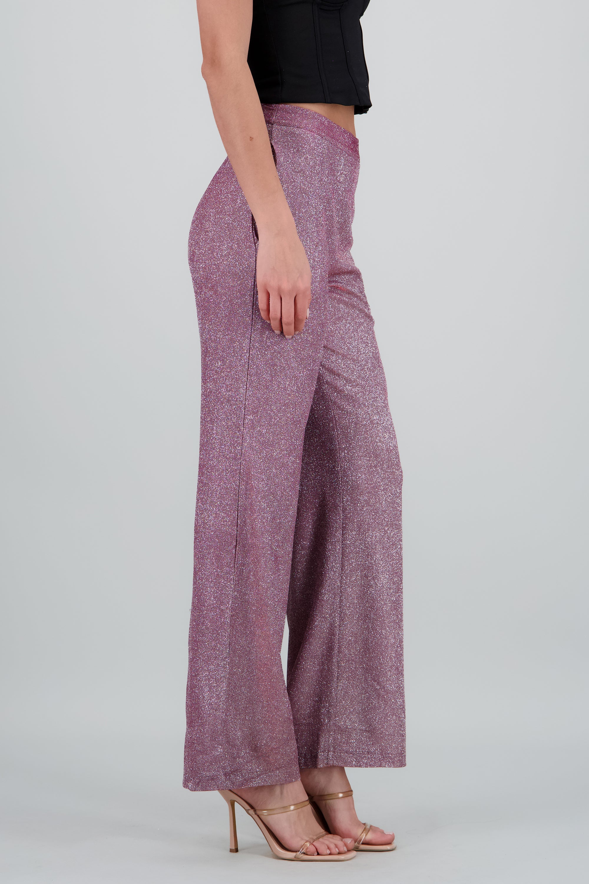 Pantalon amplio brillos CIRUELA