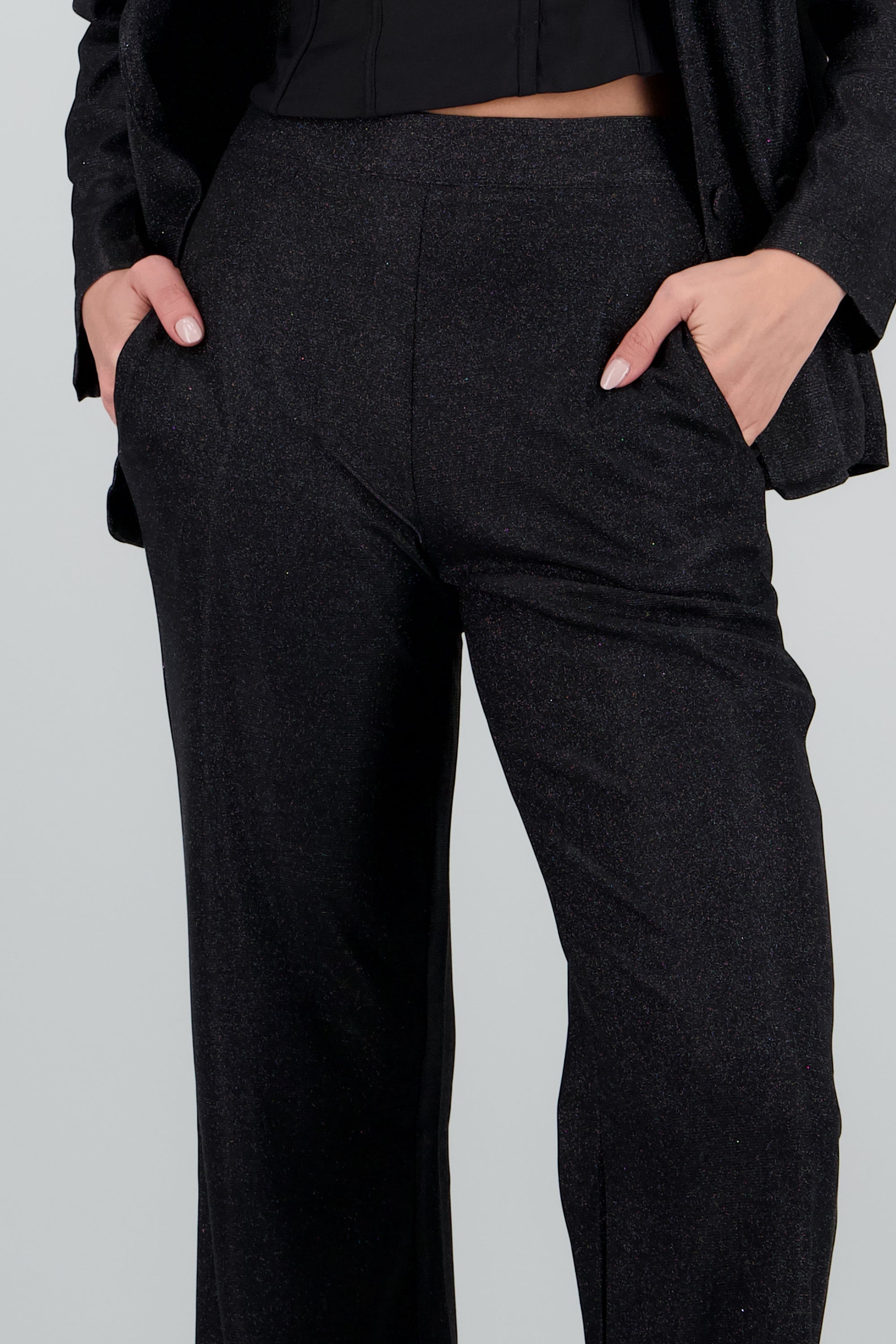 Pantalon amplio brillos NEGRO