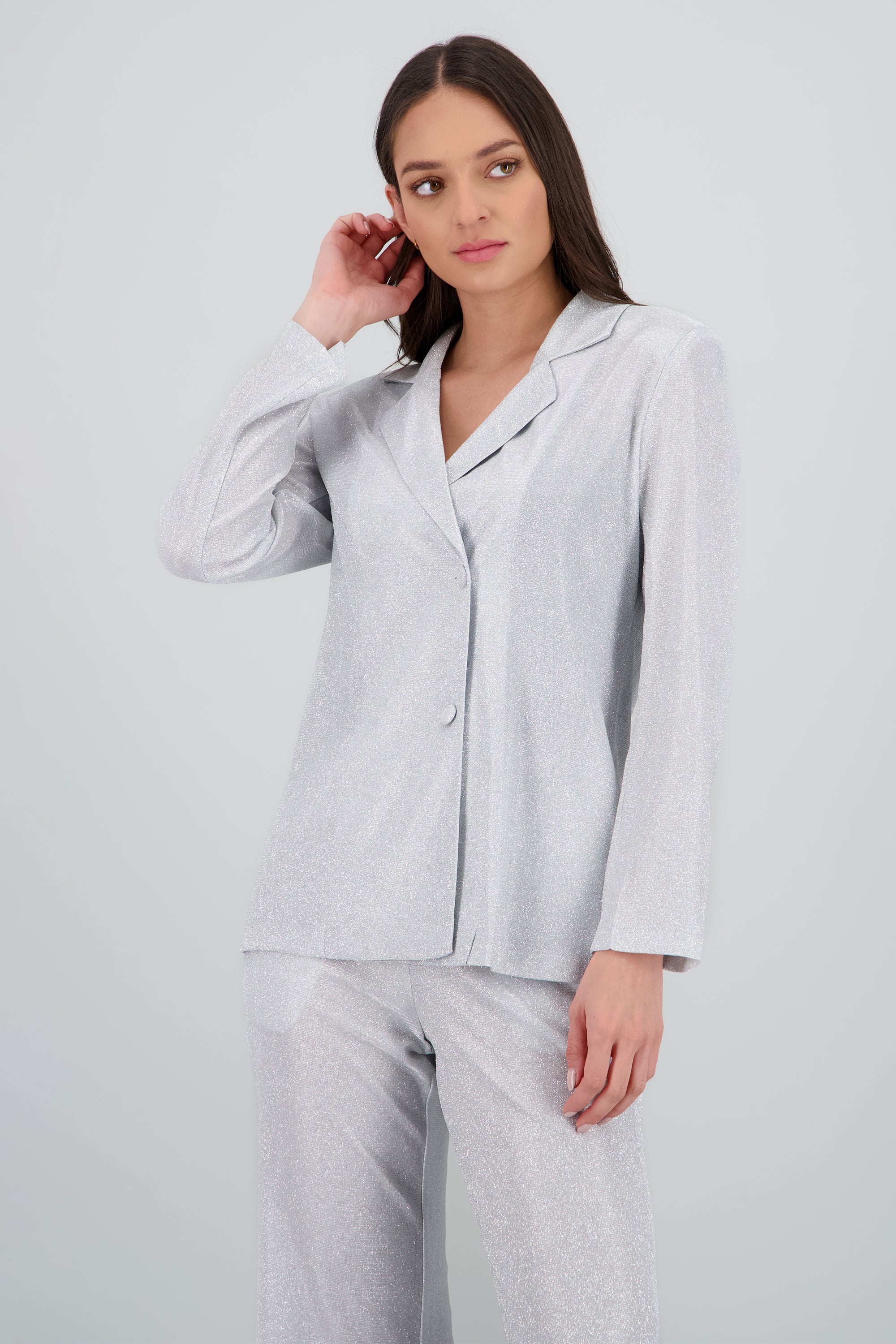 Saco largo detalle brillos PLATA