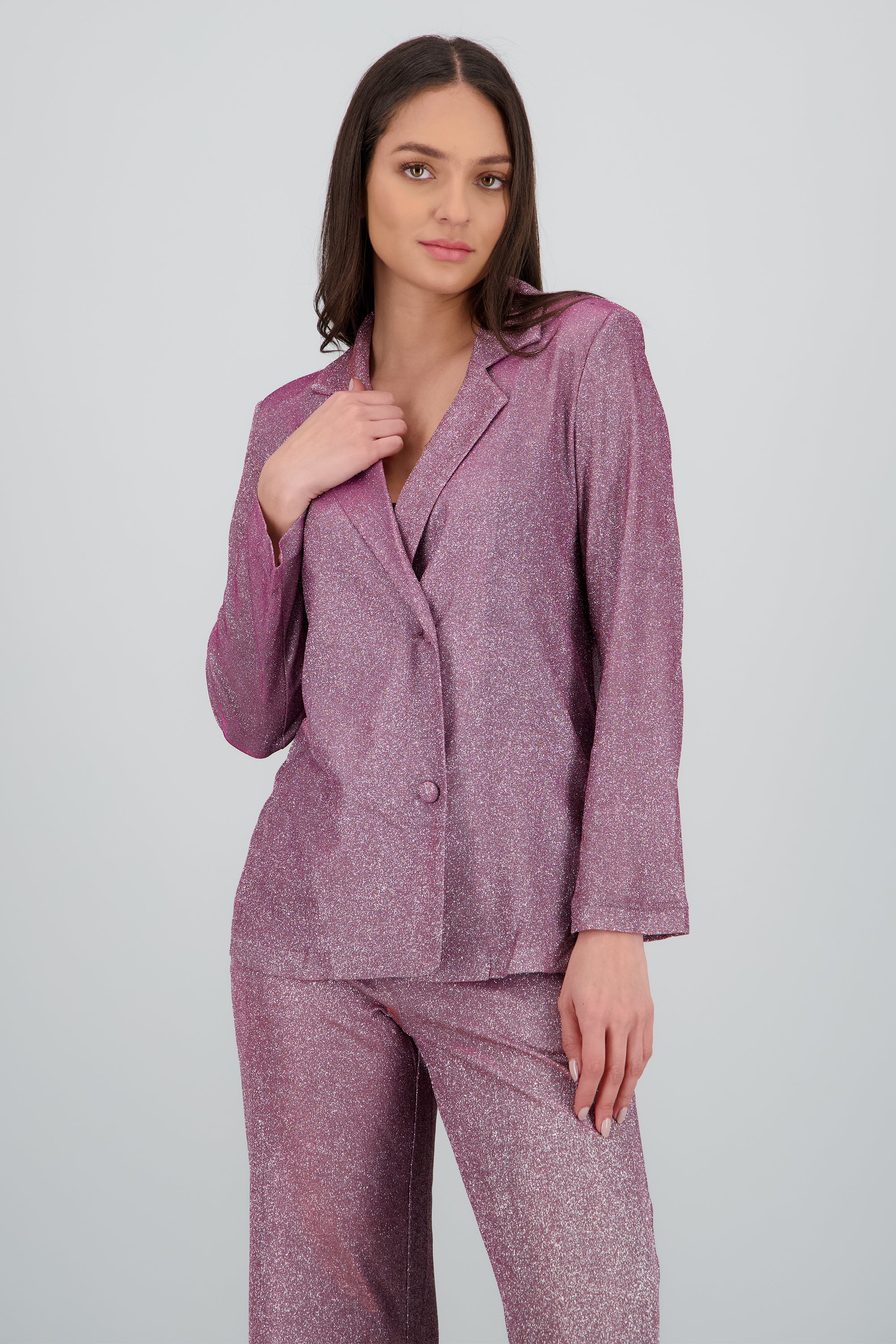 Saco largo detalle brillos CIRUELA