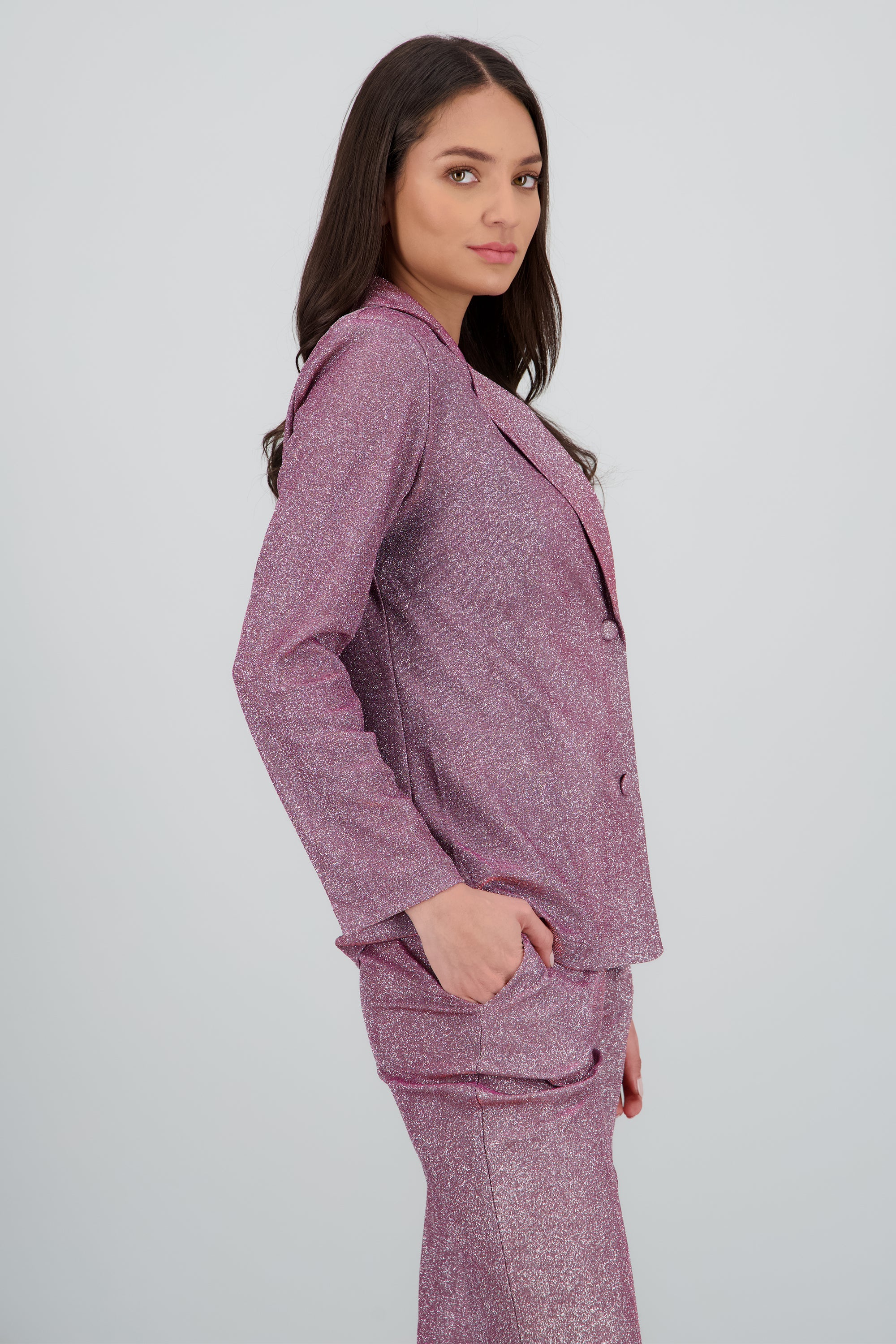Saco largo detalle brillos CIRUELA