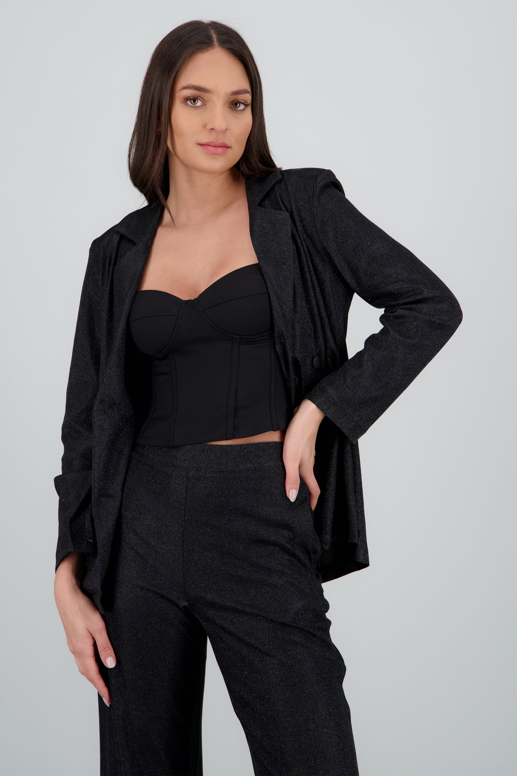 Saco largo detalle brillos NEGRO