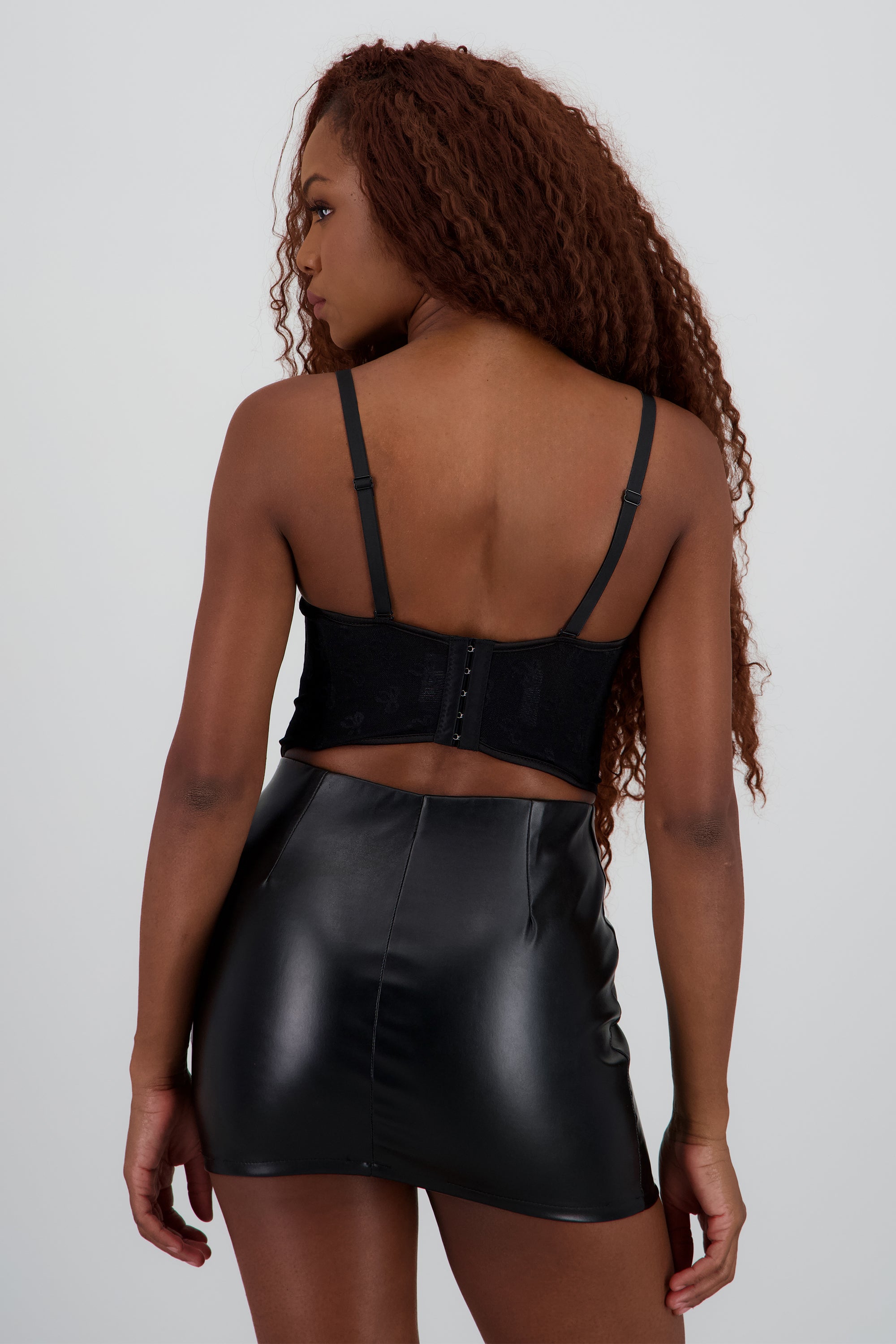 Corset de mesh con detalle de moños NEGRO