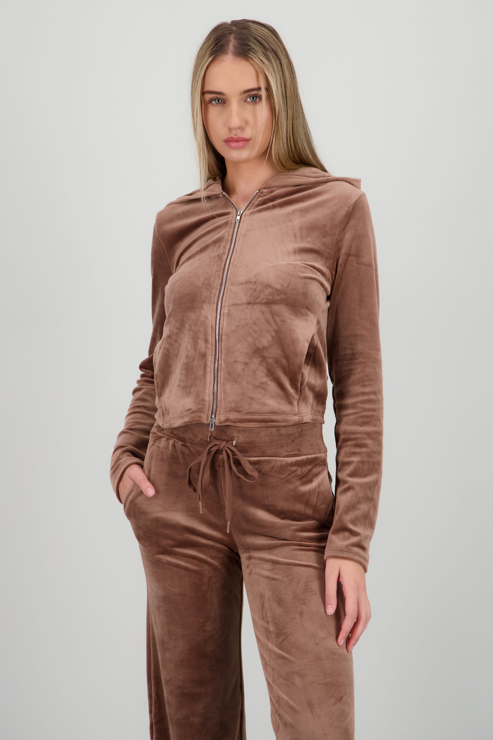 Sudadera con cierre velvet CHOCOLATE