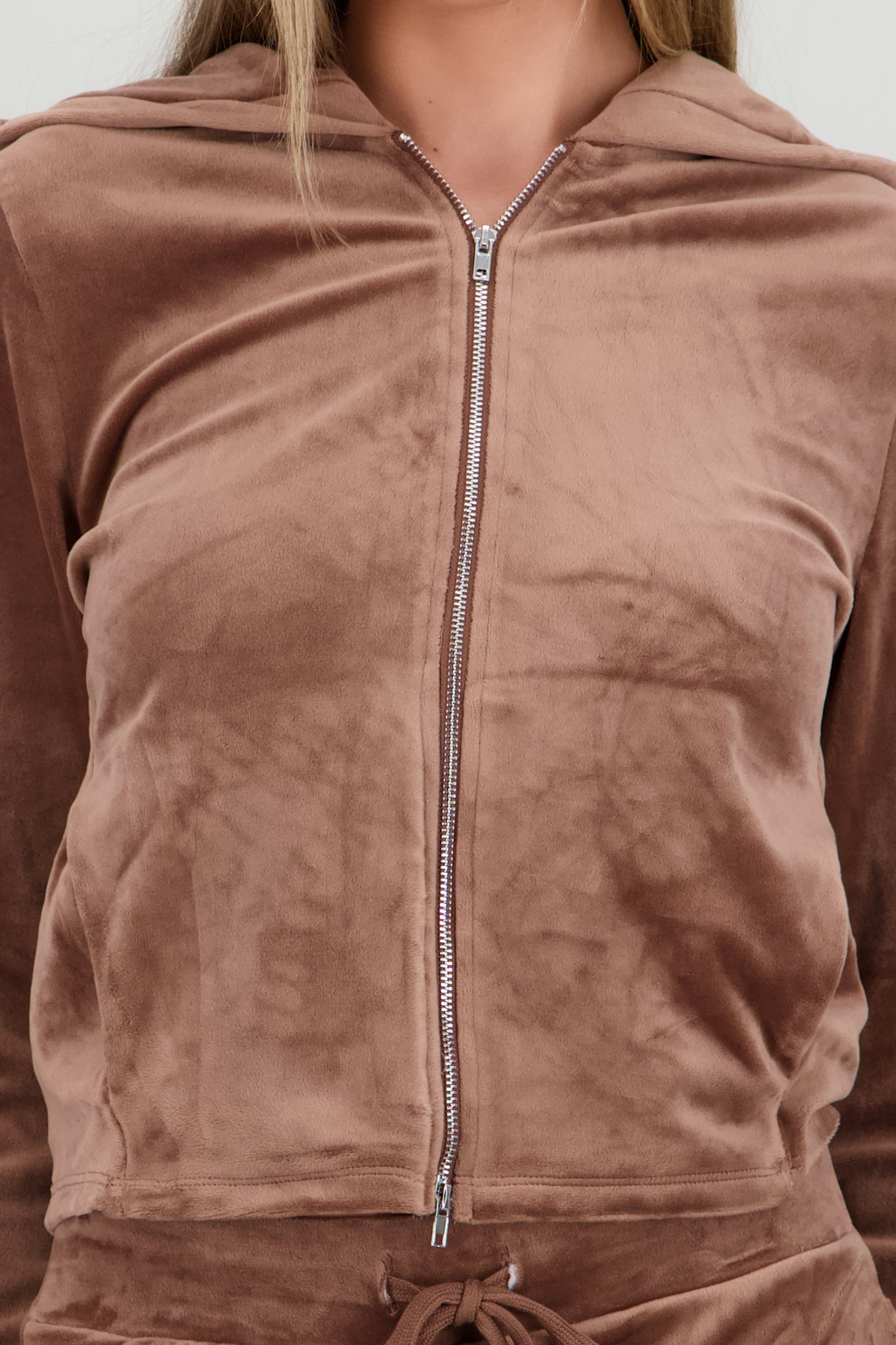 Sudadera con cierre velvet CHOCOLATE