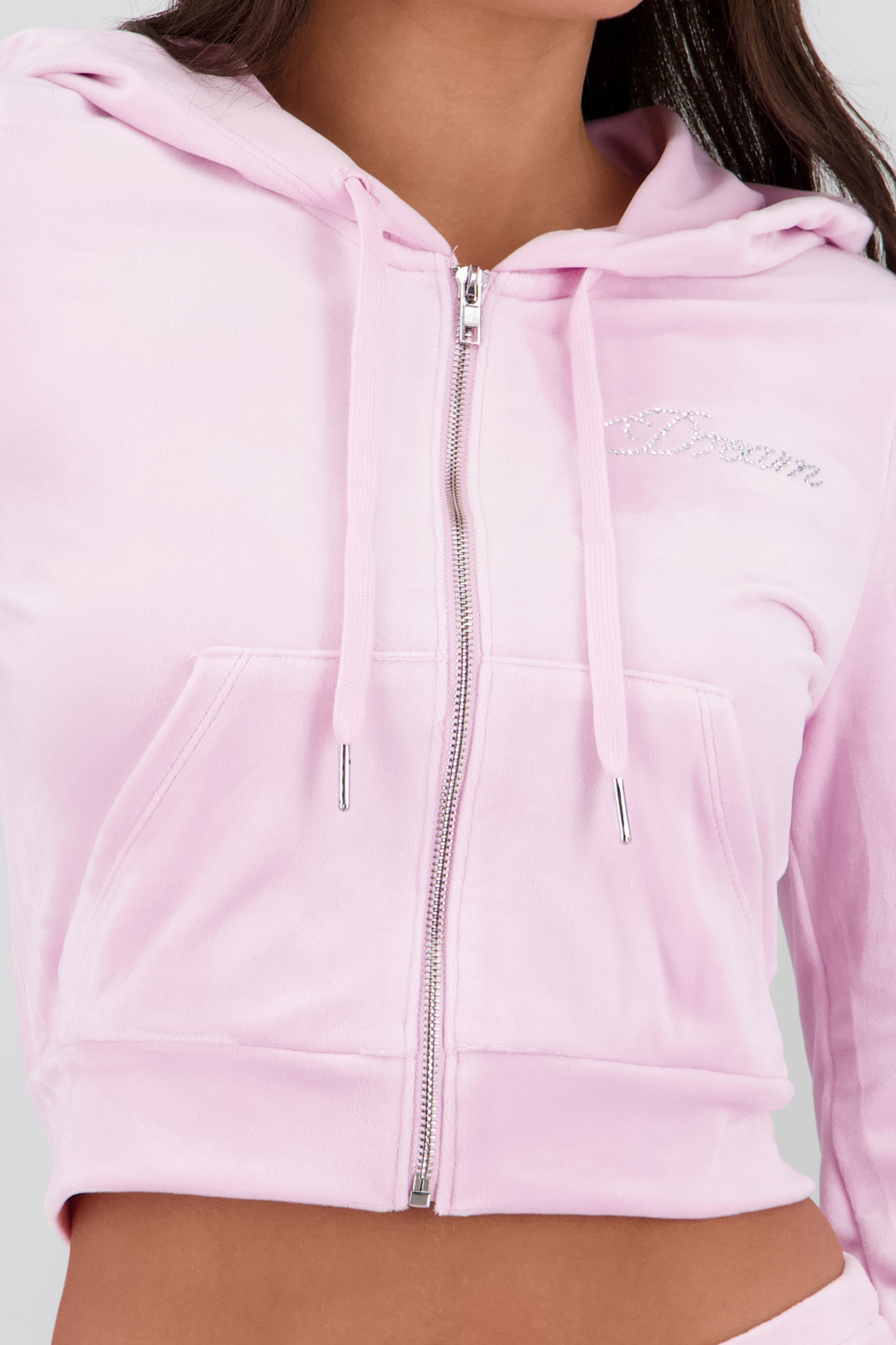 Chamarra con gorro y cierre lisa dream ROSA