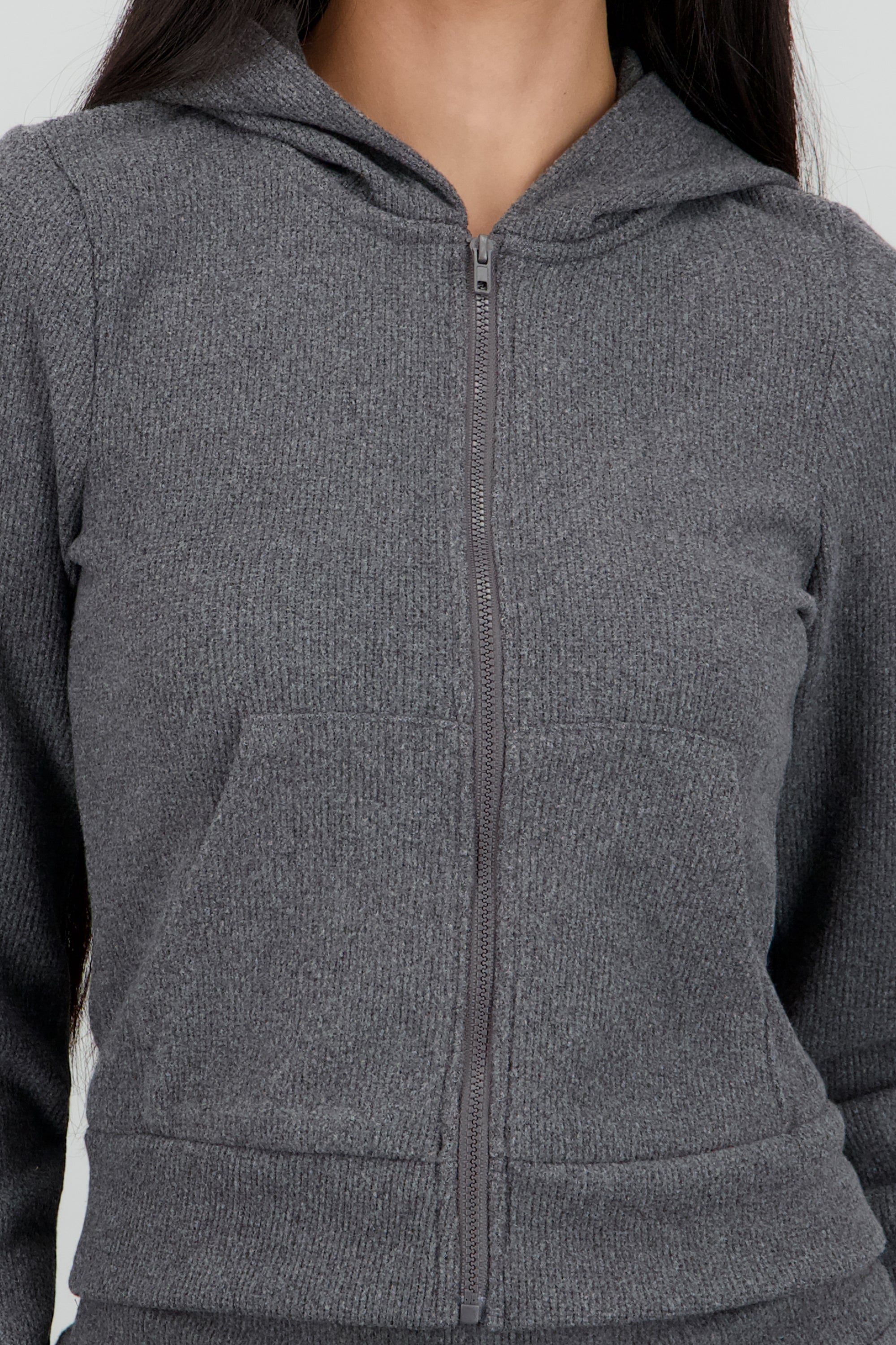Chamarra lisa con cierre GRIS OBSCURO