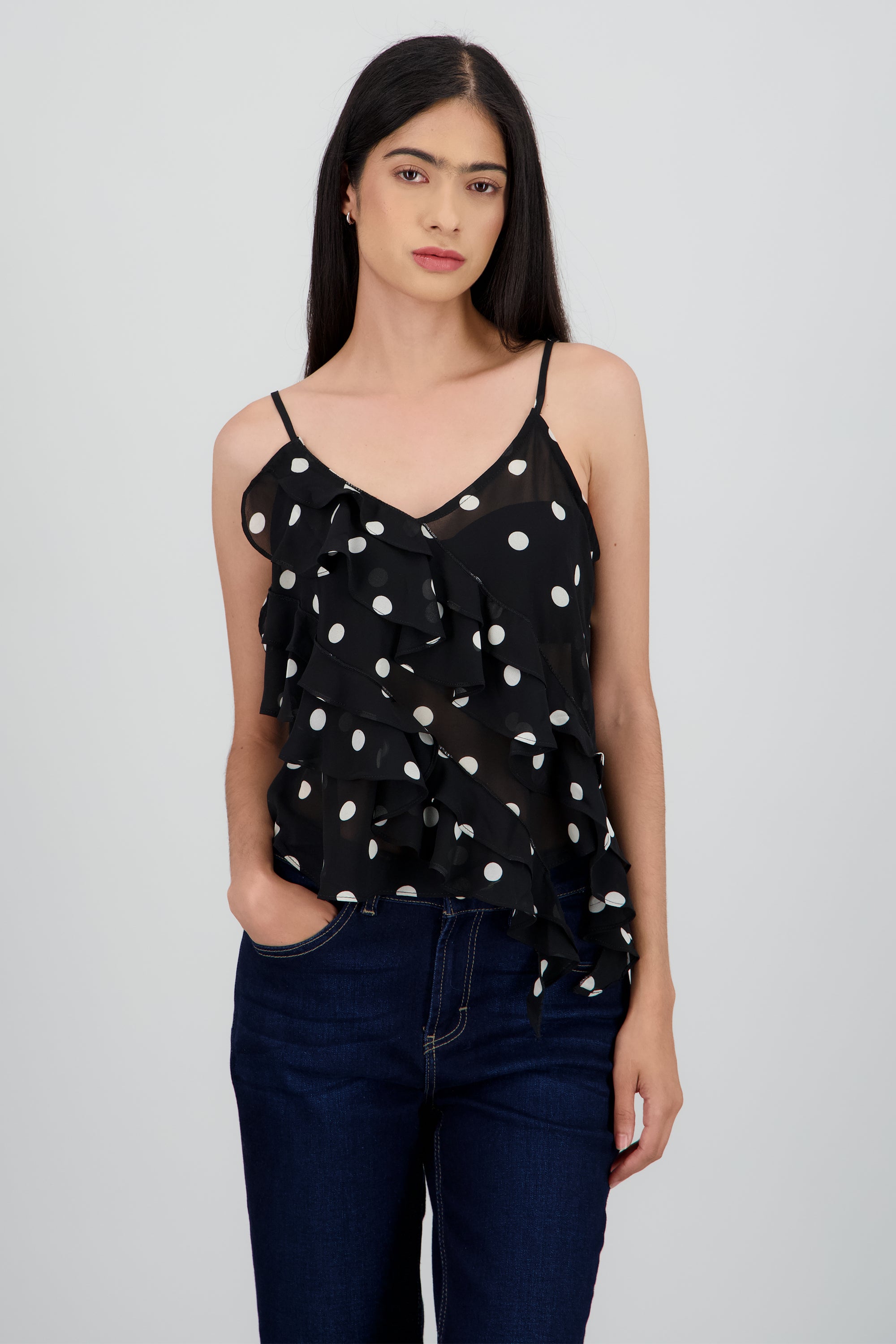 Blusa olanes polka dots NEGRO COMBO
