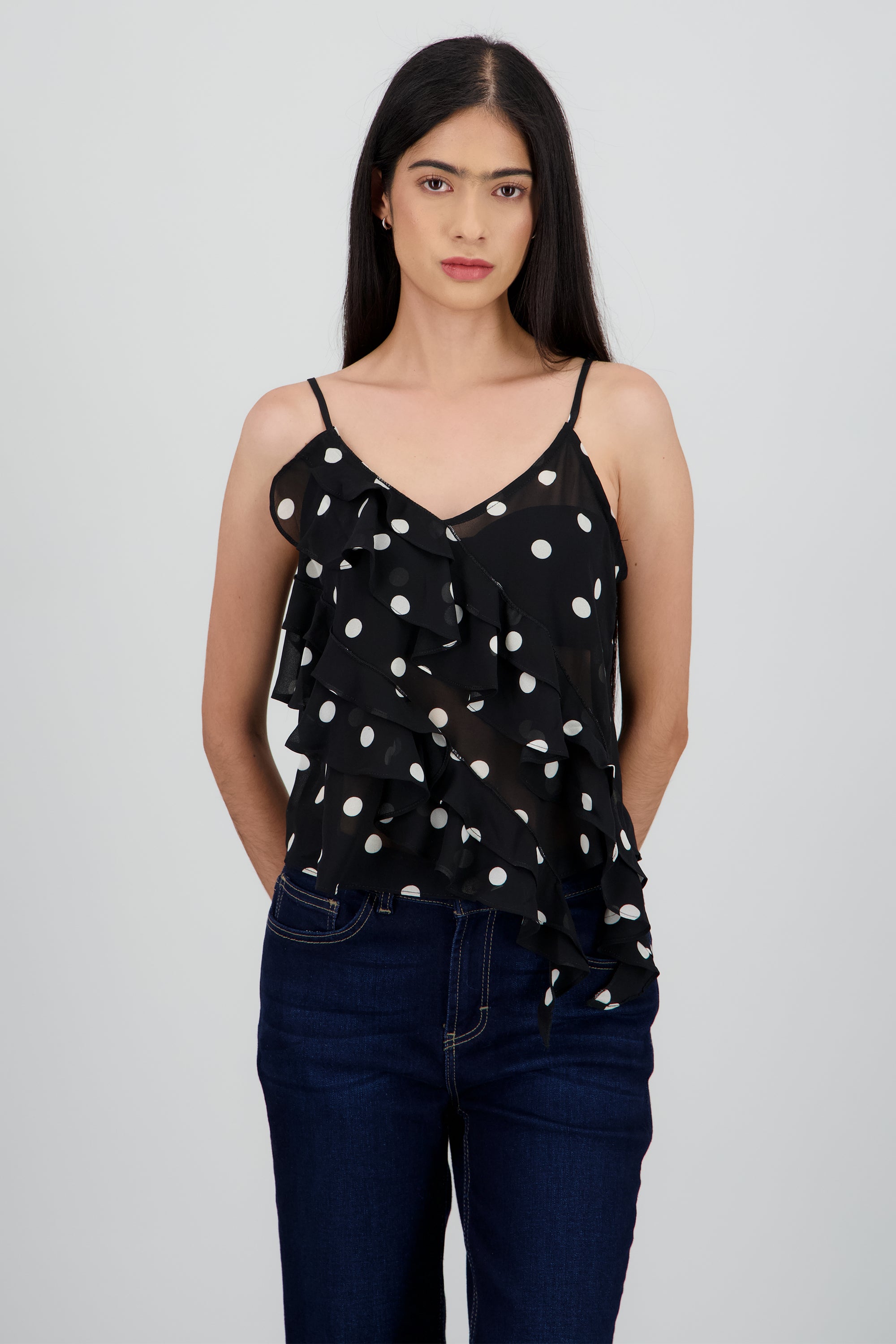 Blusa olanes polka dots NEGRO COMBO