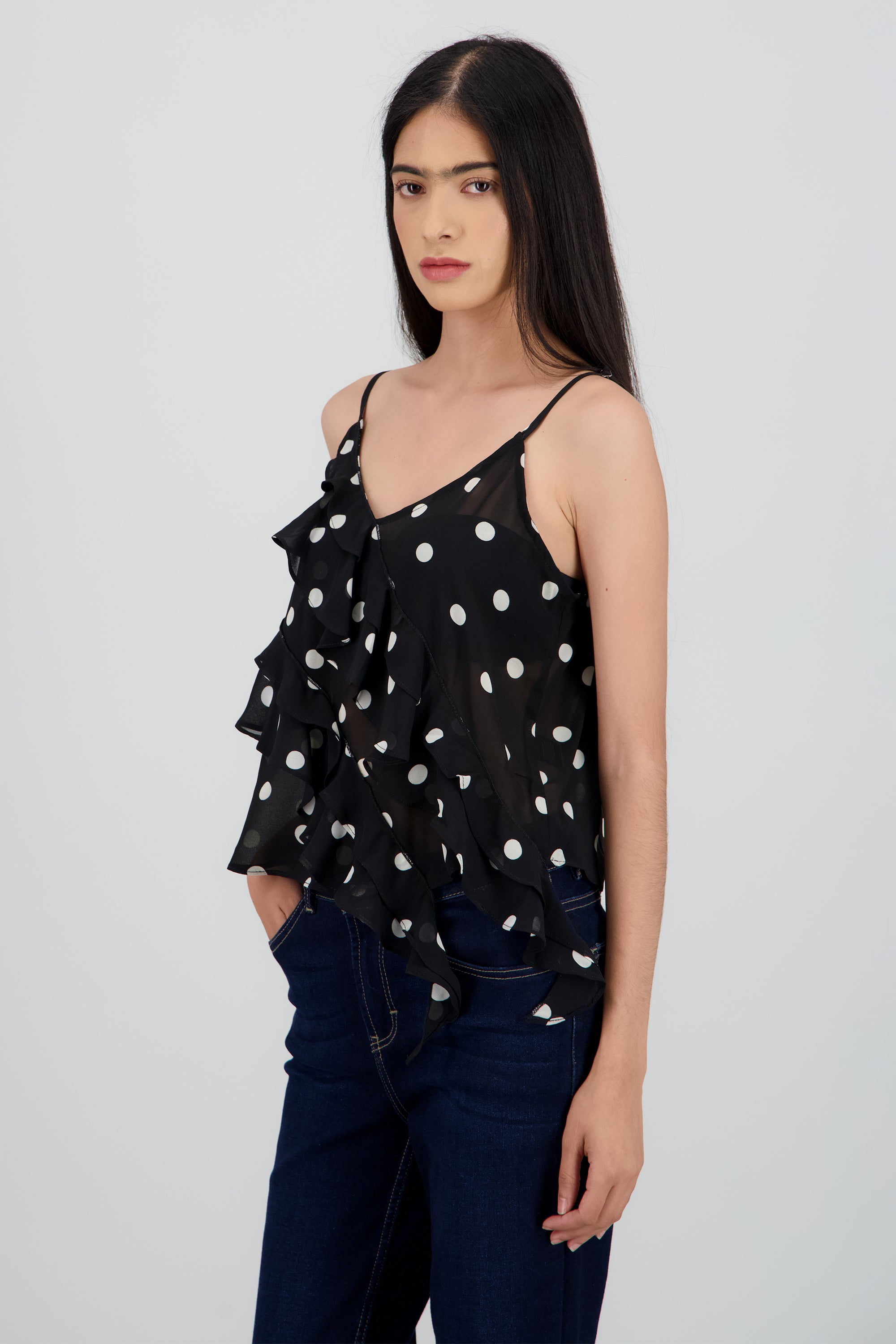 Blusa olanes polka dots NEGRO COMBO