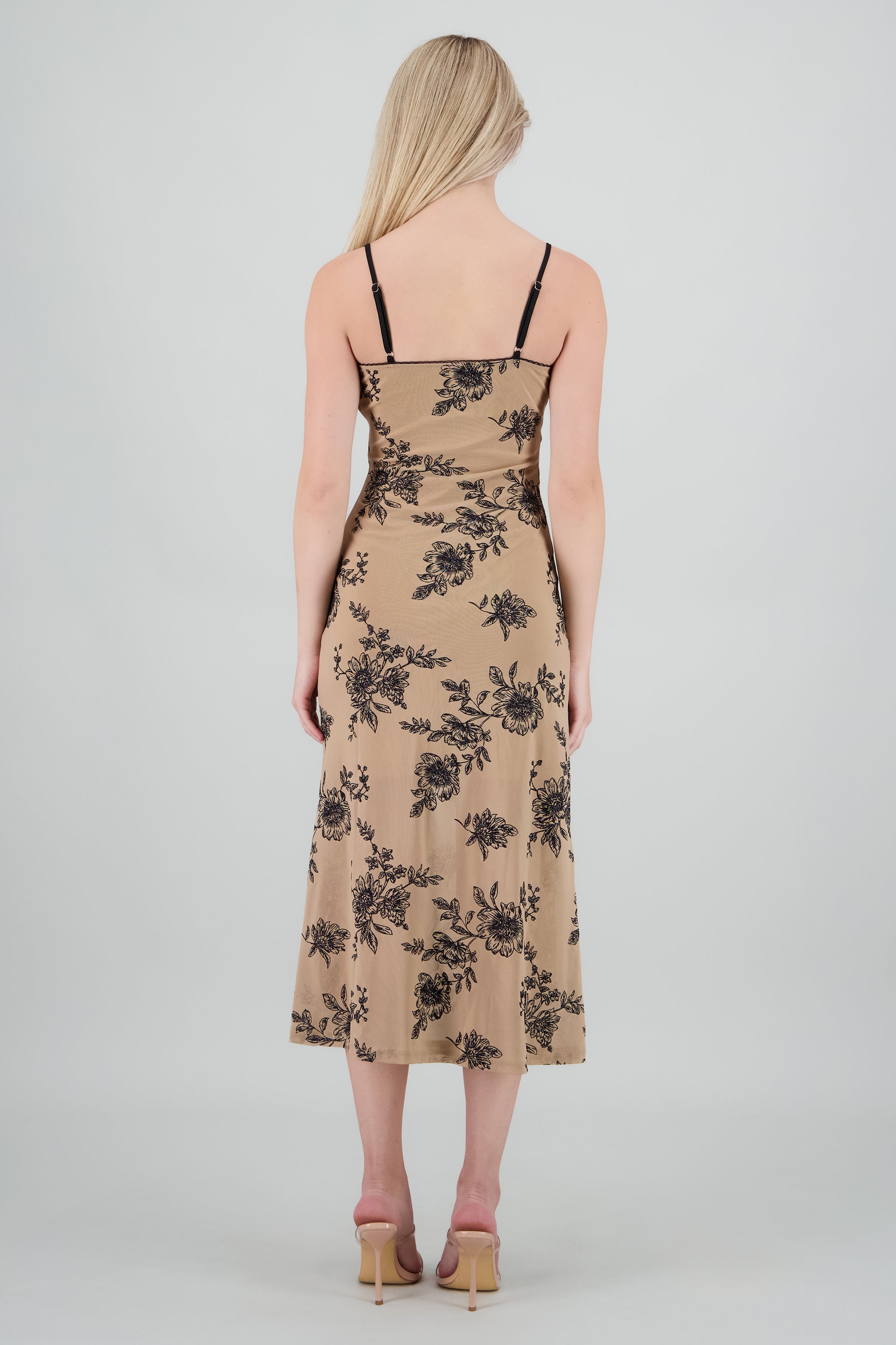 Vestido tirantes tubo brillos TAUPE