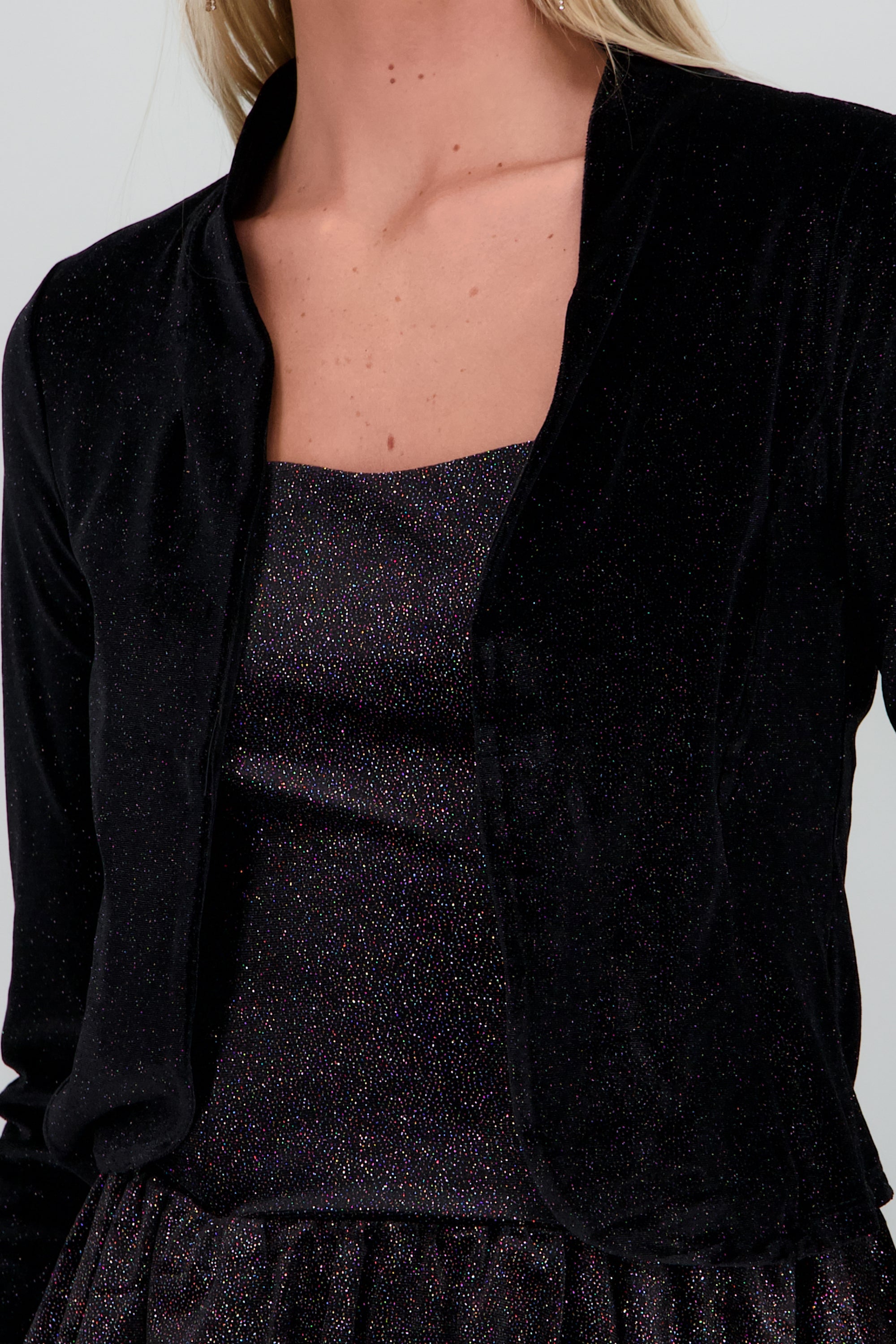 Saco corto velvet brillos NEGRO