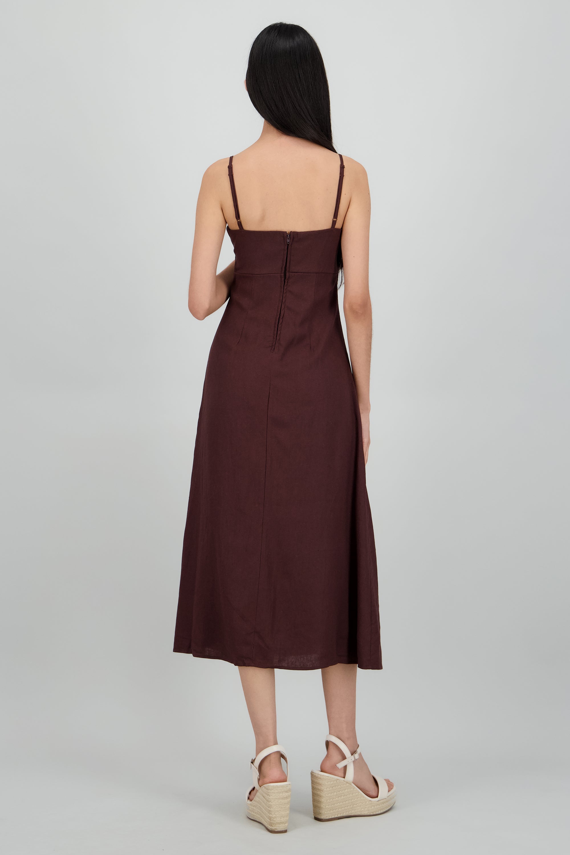 vestido maxi con detalle abertura CHOCOLATE