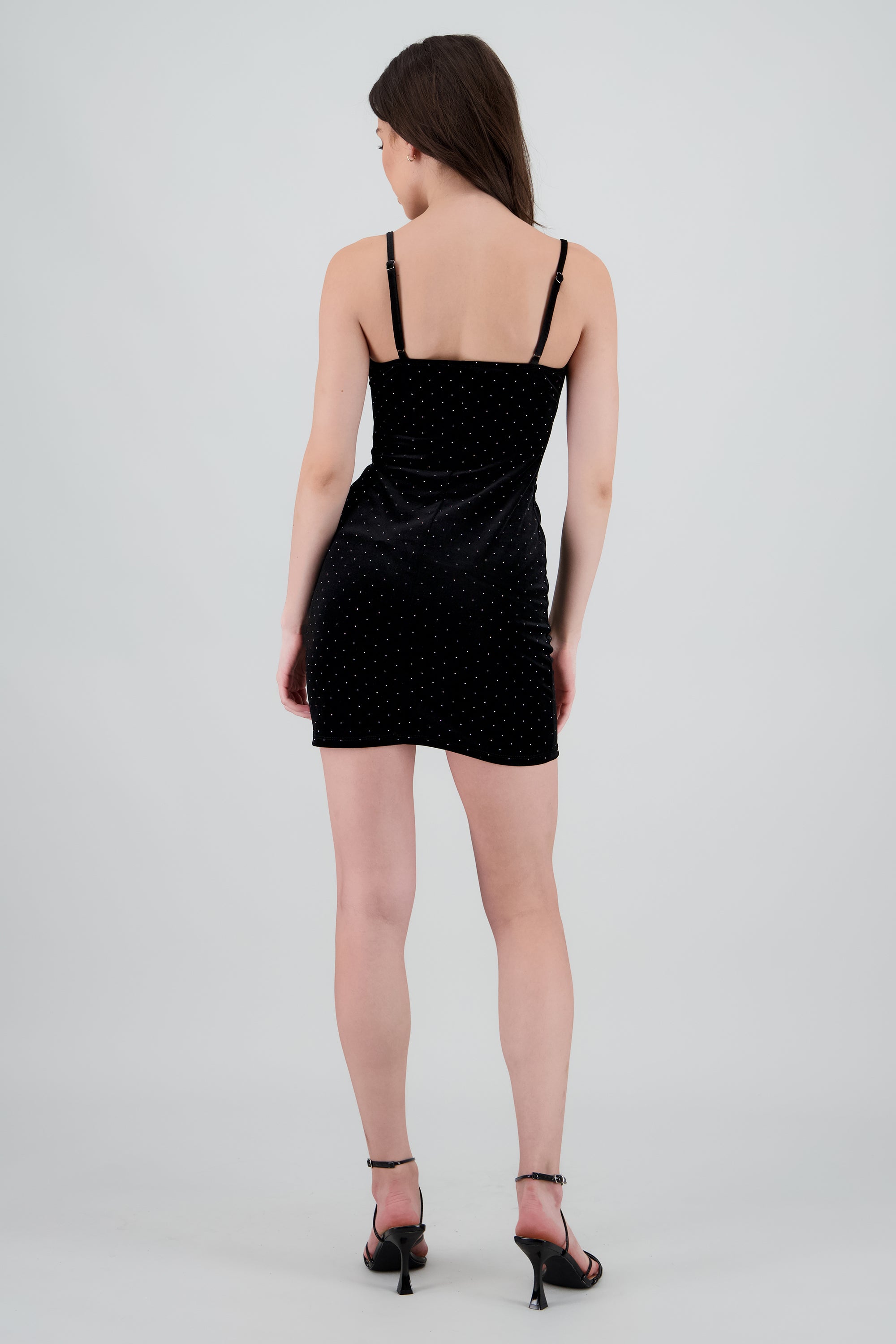 Vestido mini velvet brillos NEGRO