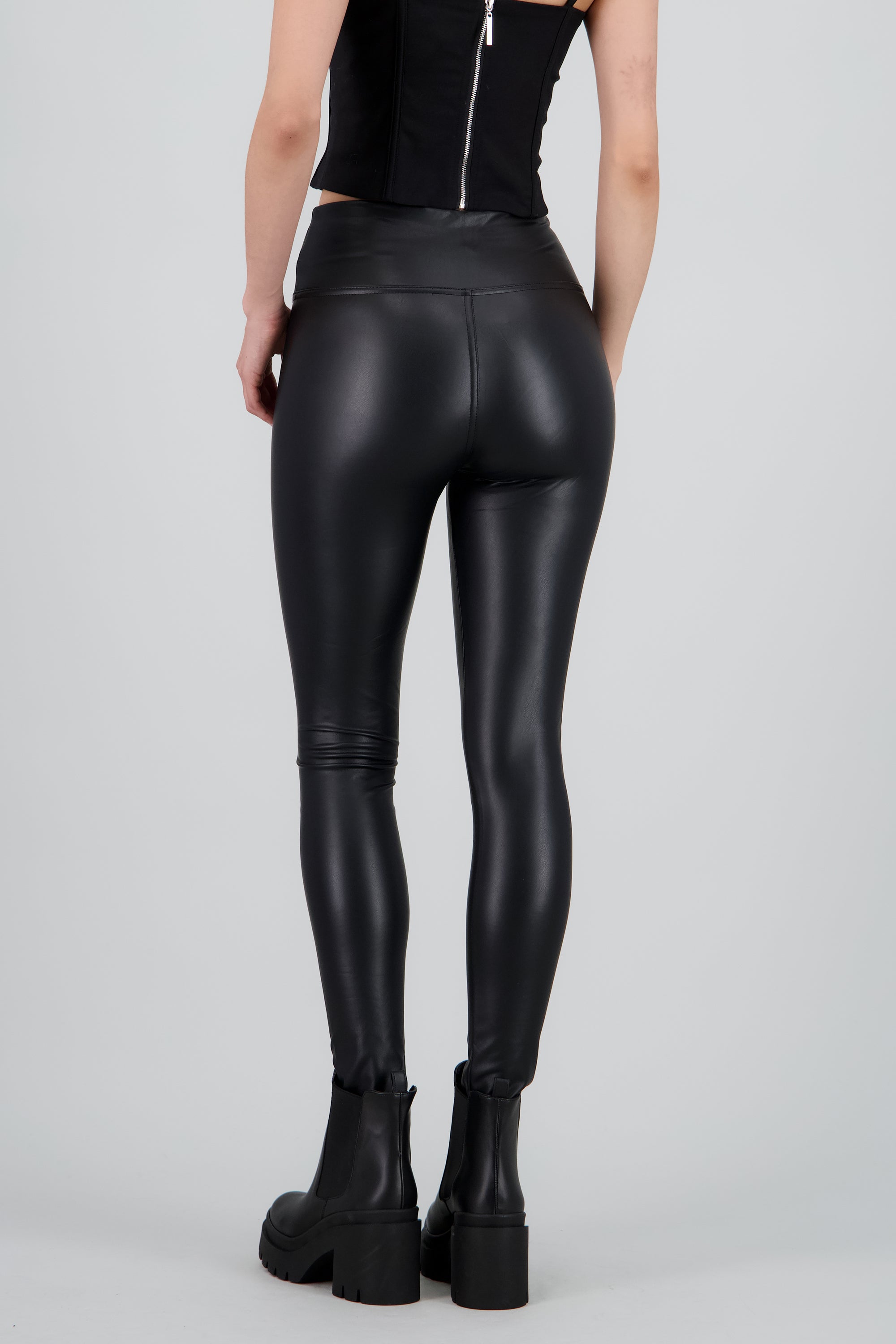 Leggings PU lisos NEGRO