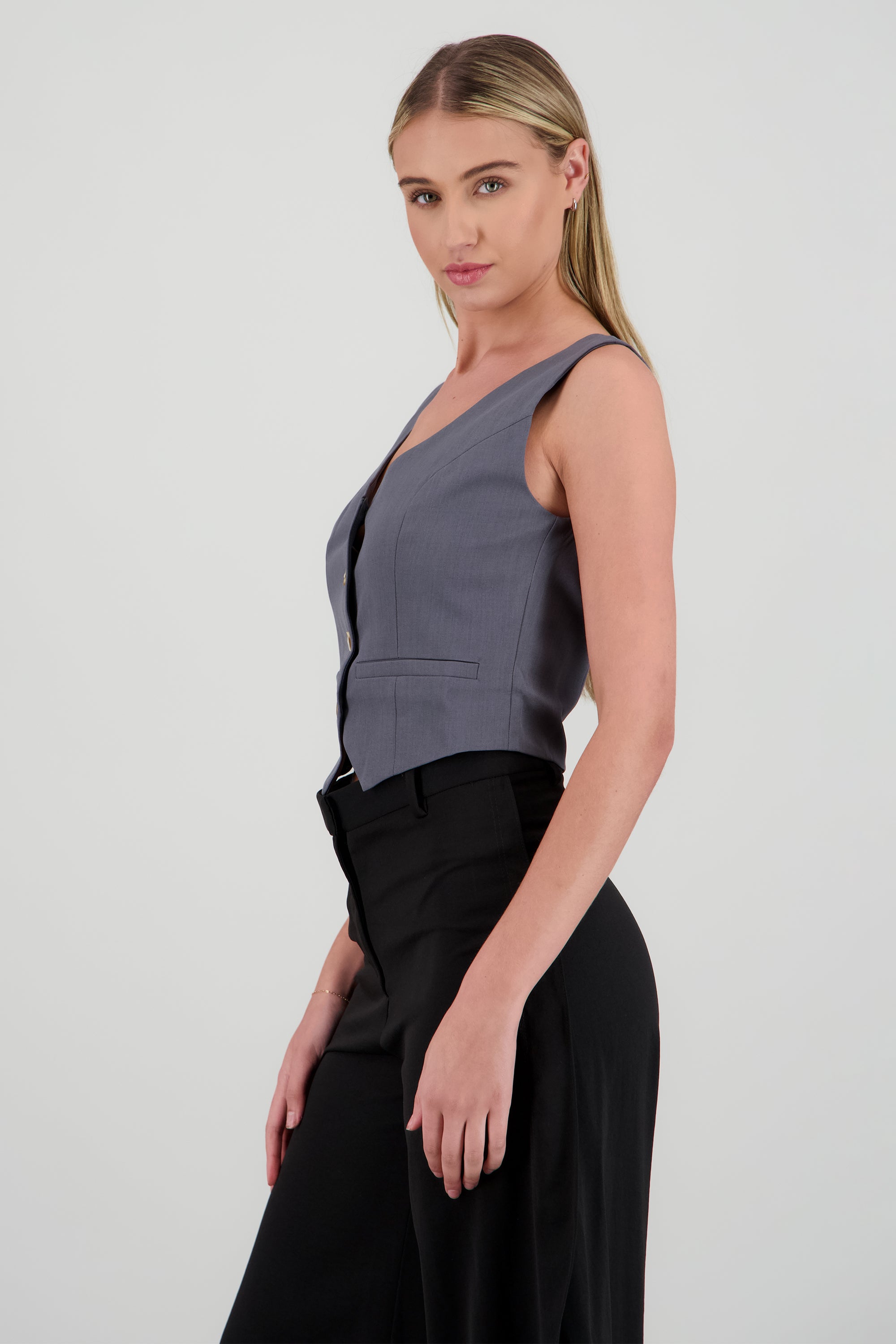 Chaleco sastreado botones GRIS