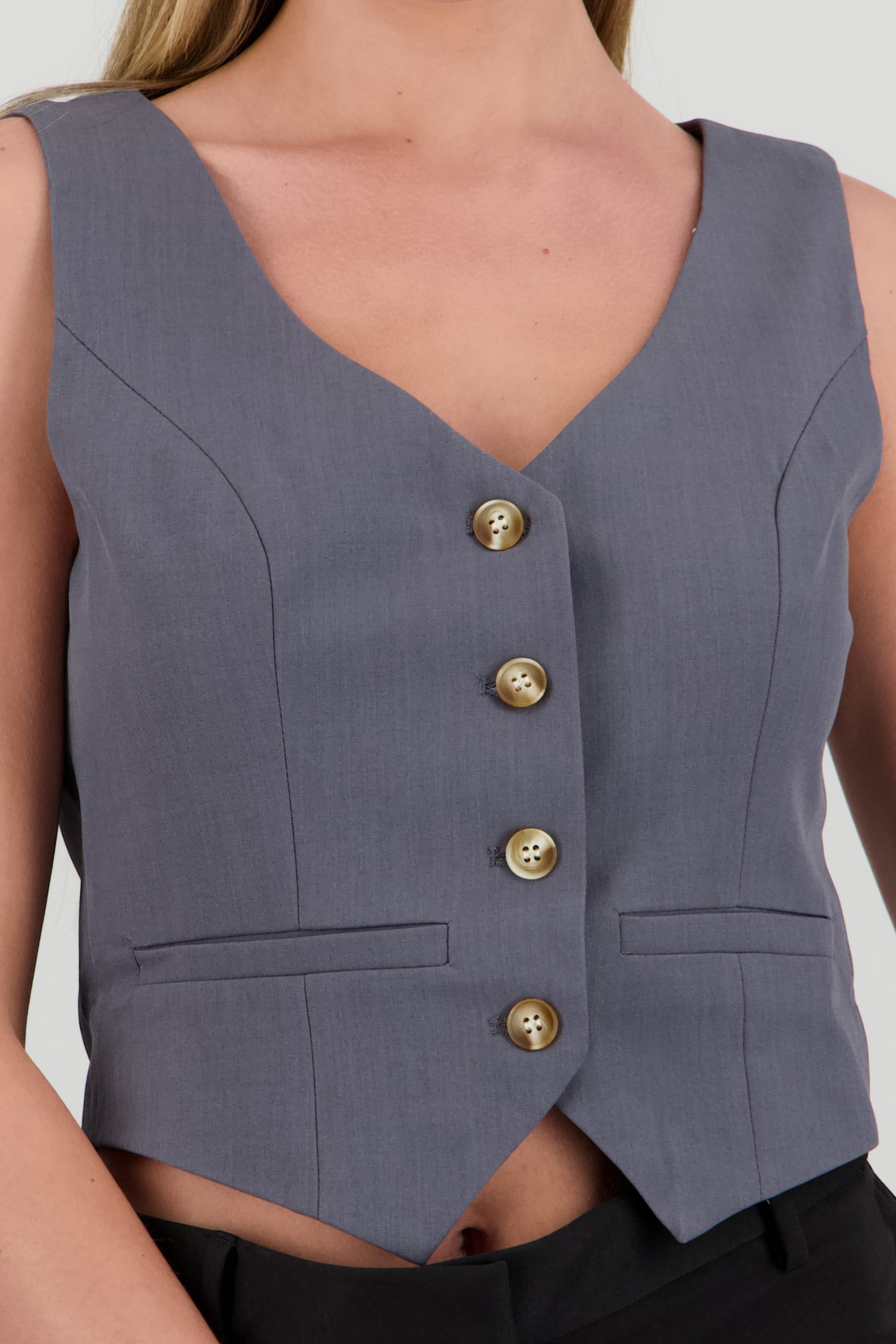 Chaleco sastreado botones GRIS