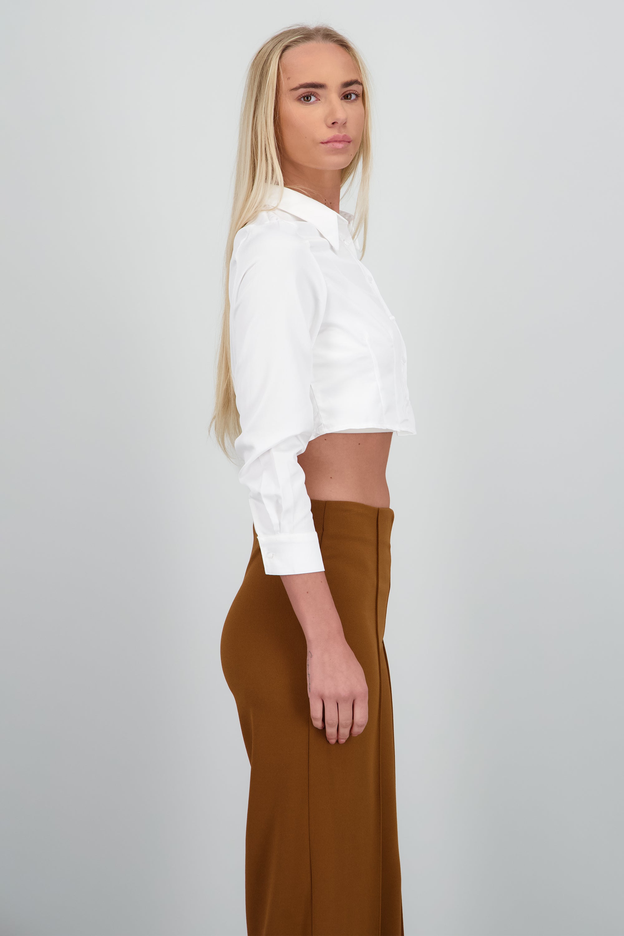 Camisa manga larga cuello detalle pinza BLANCO