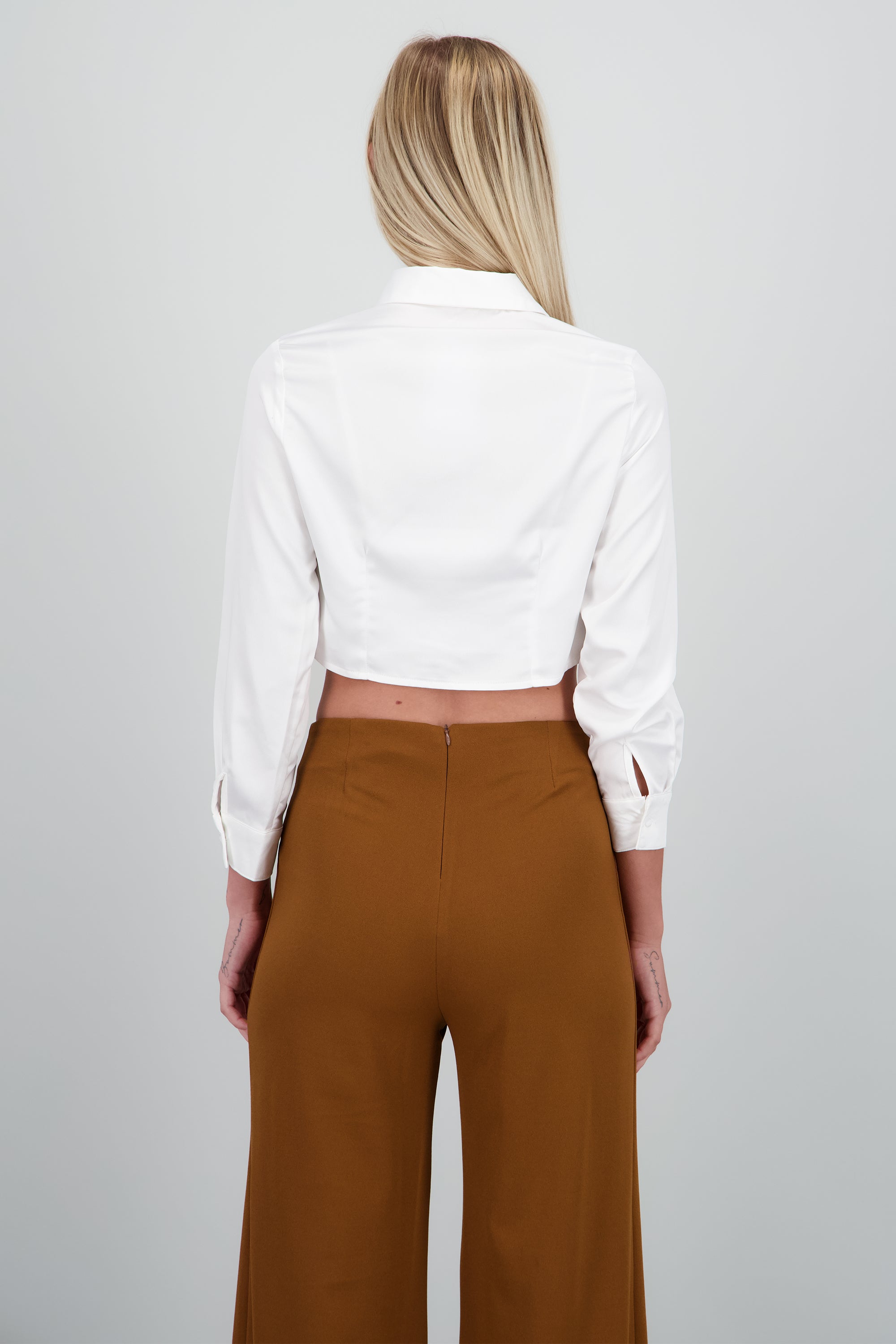 Camisa manga larga cuello detalle pinza BLANCO