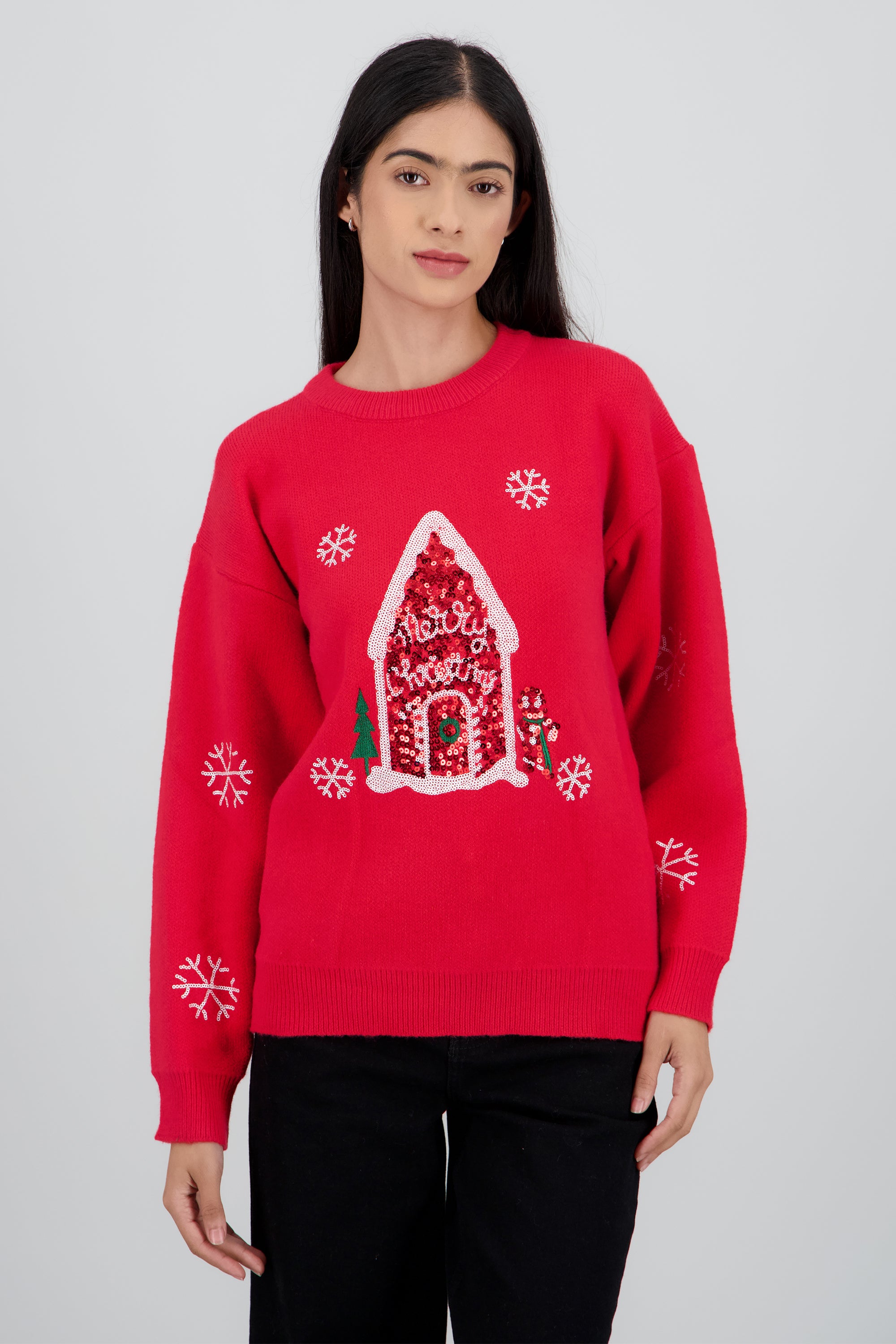 Sueter navidad casita ROJO COMBO