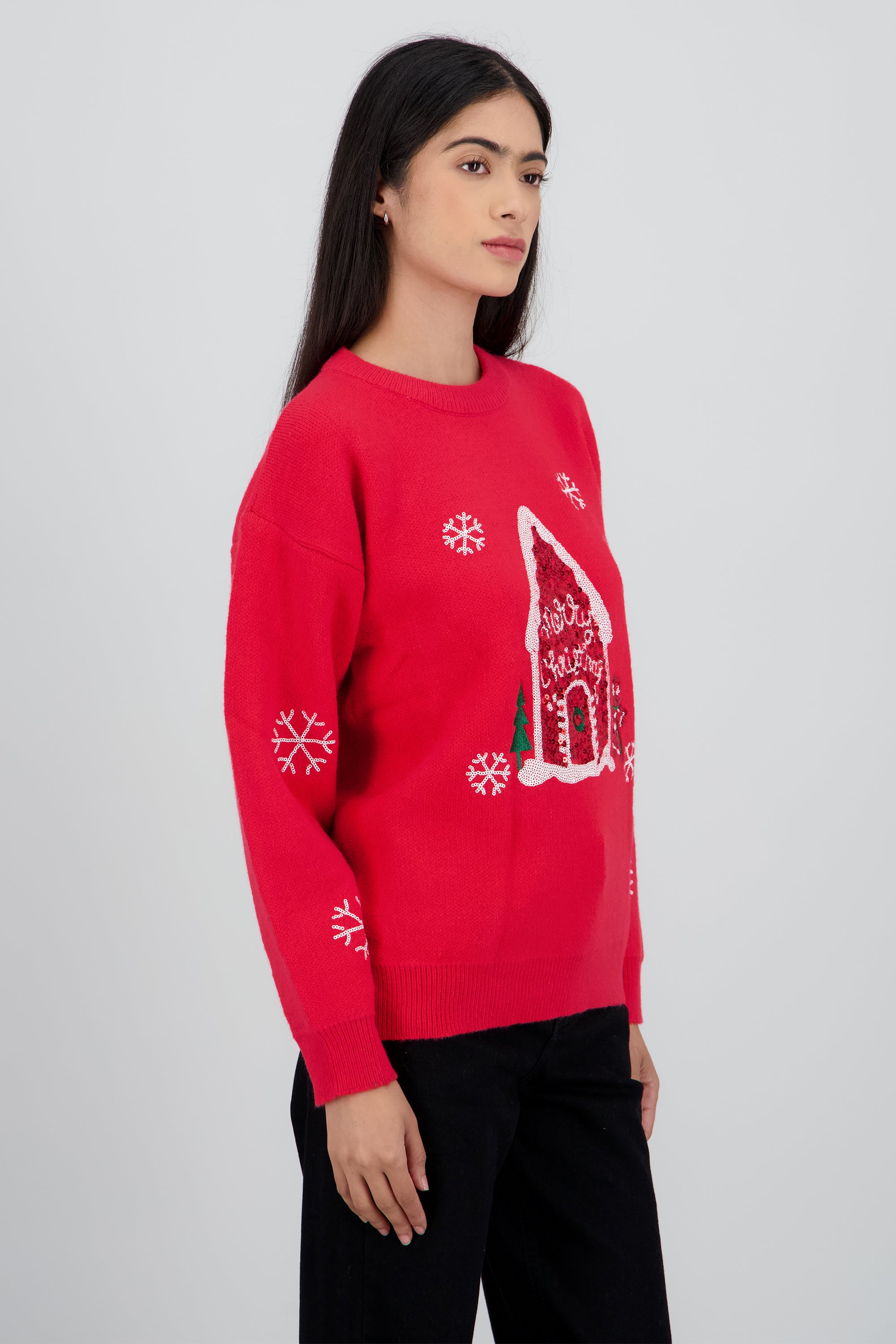 Sueter navidad casita ROJO COMBO