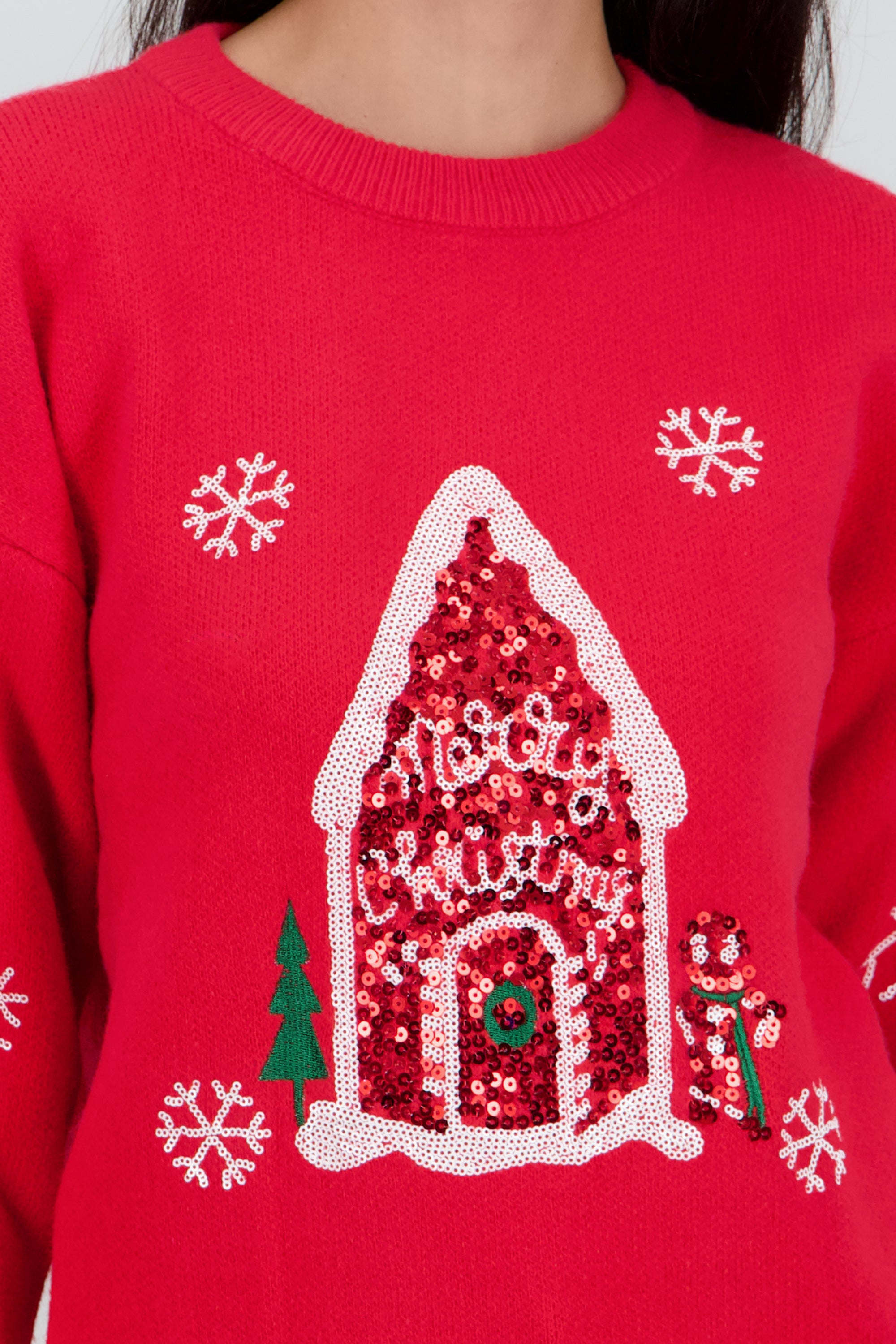 Sueter navidad casita ROJO COMBO