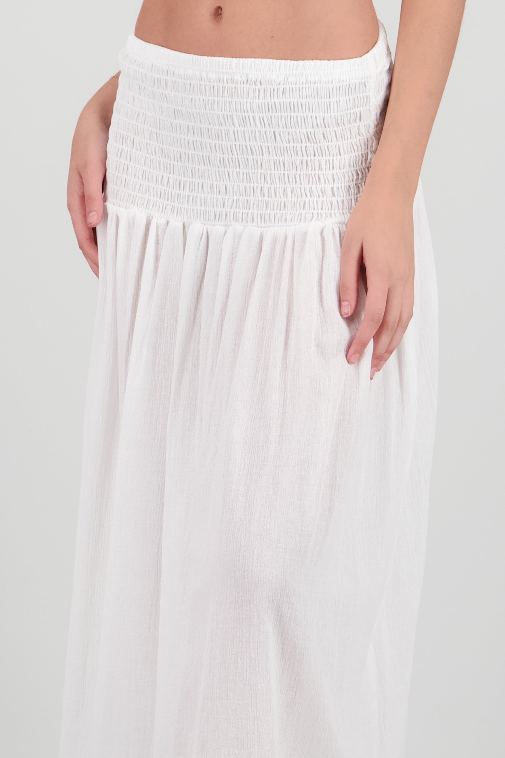 Falda smock con abertura ligera BLANCO