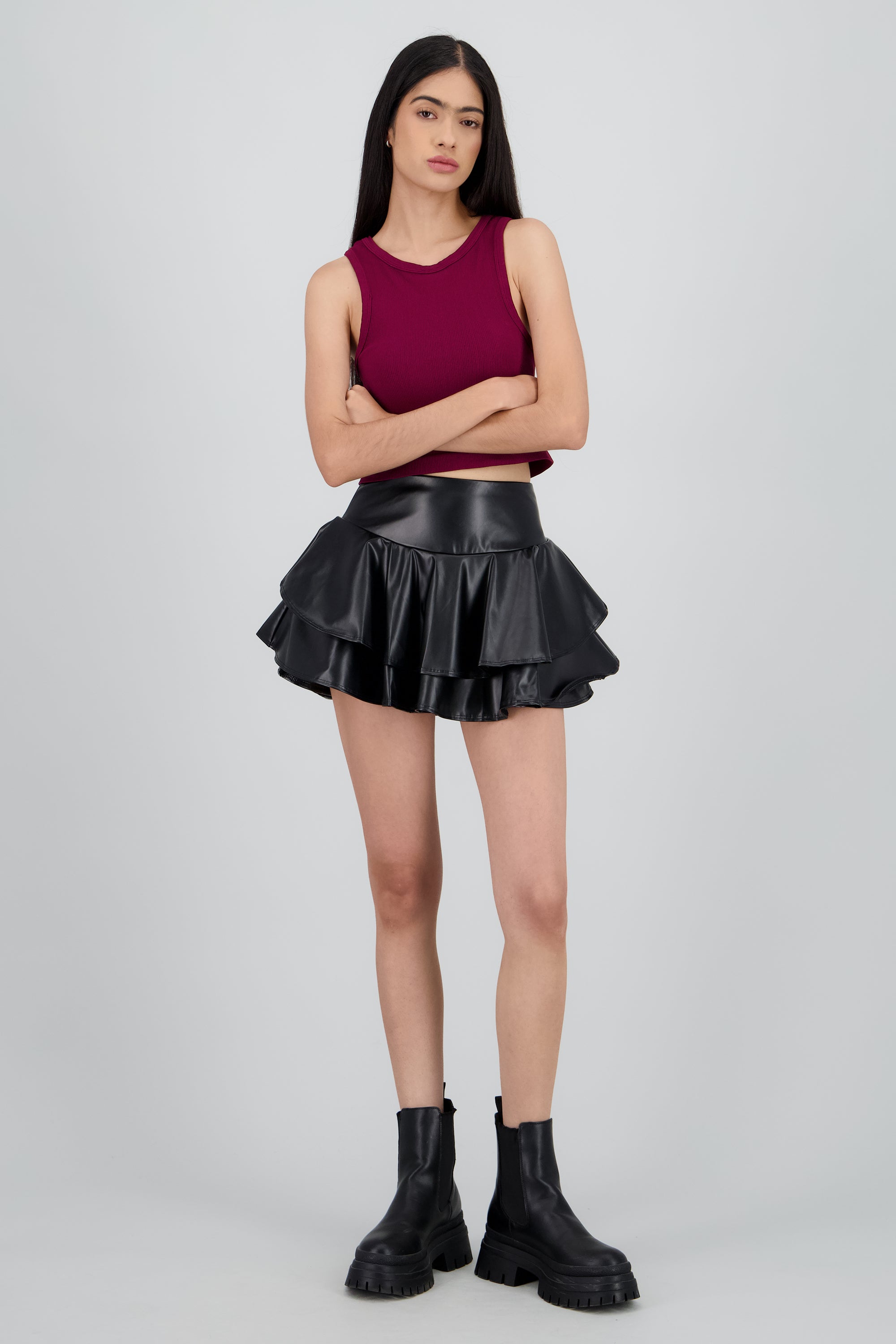 Falda olanes PU NEGRO