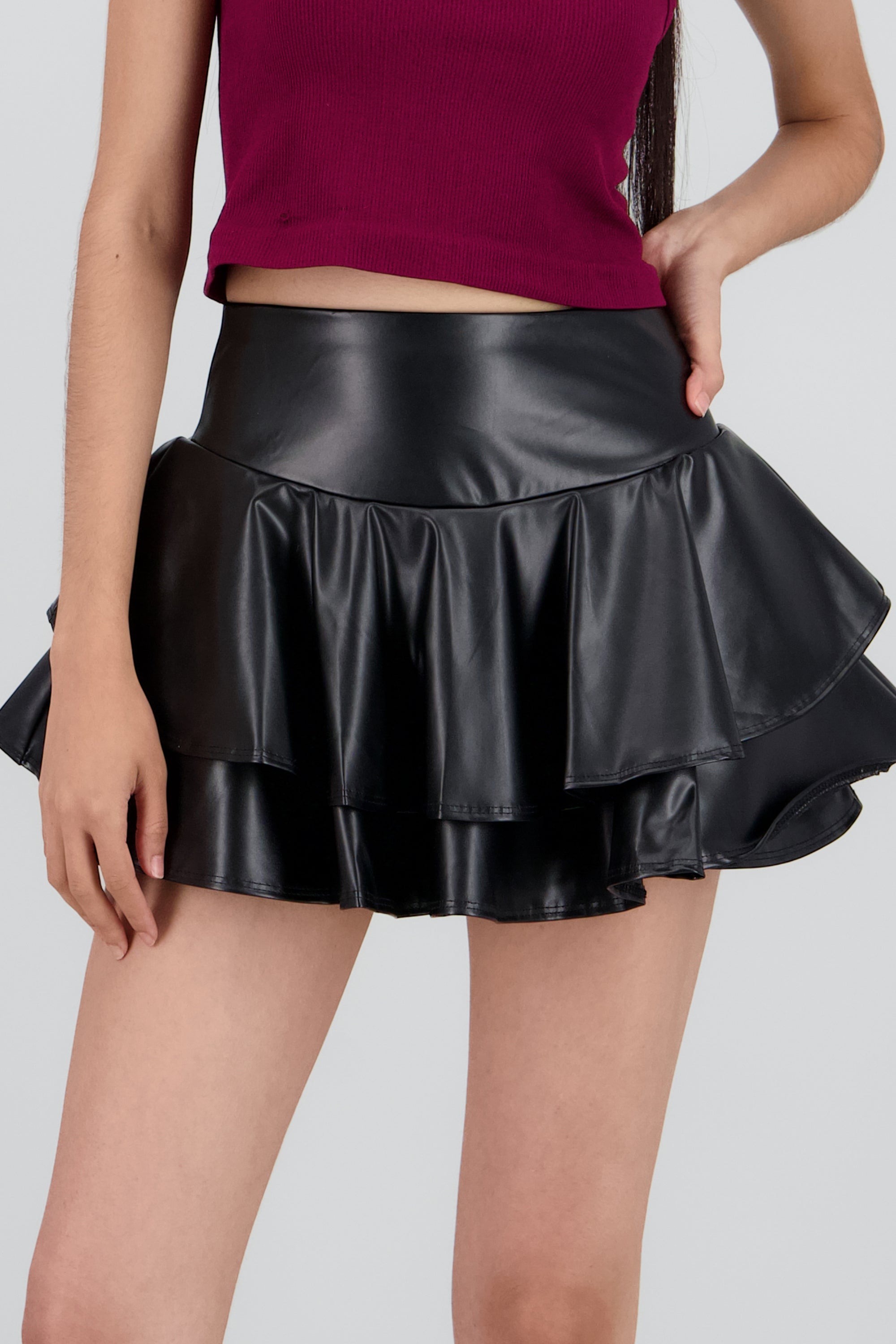 Falda olanes PU NEGRO