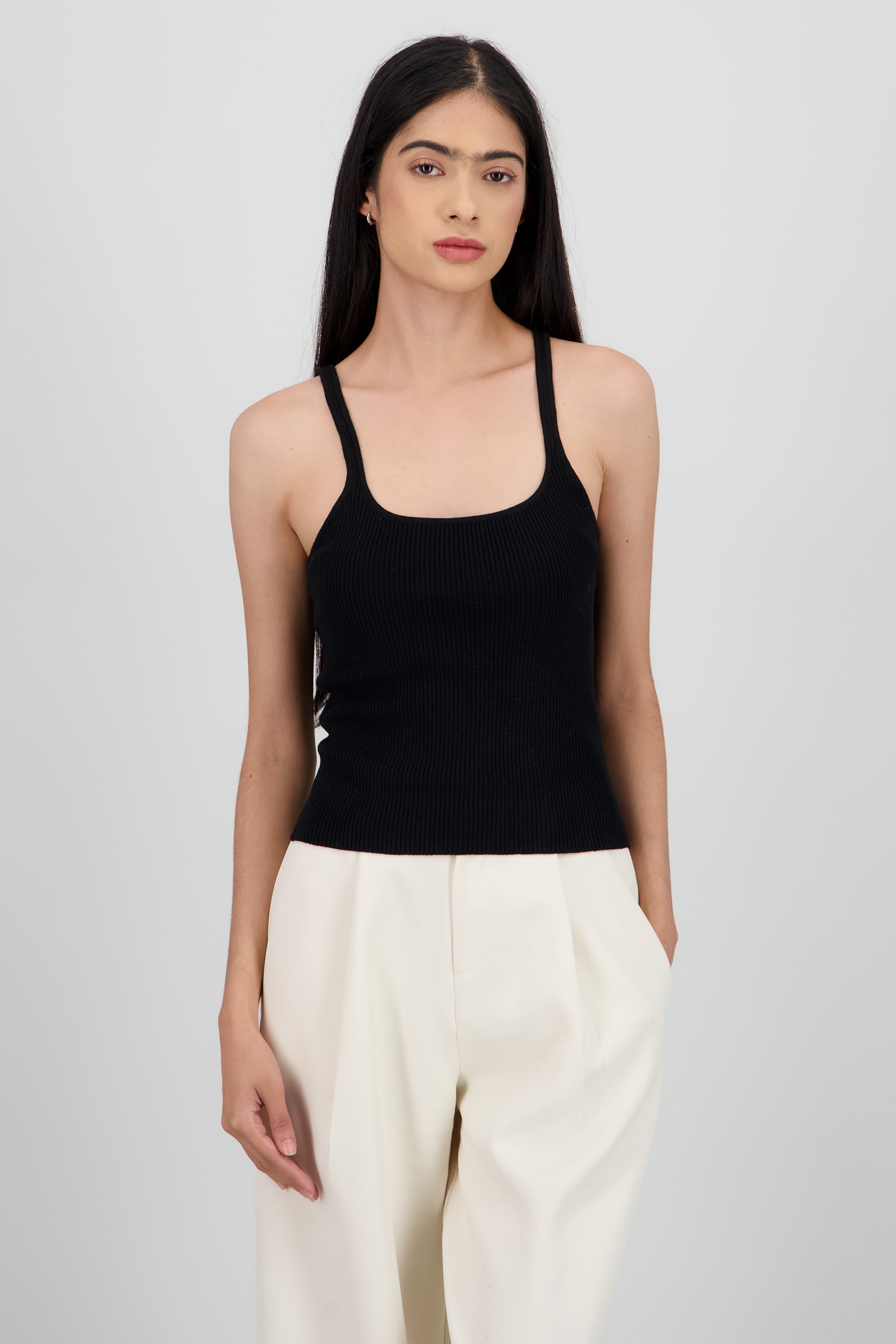Tank top de rib NEGRO