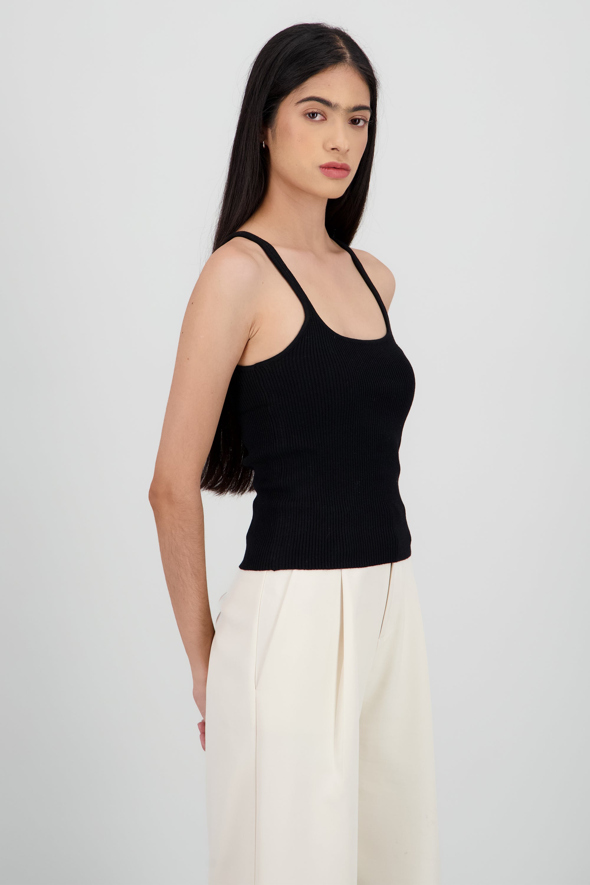 Tank top de rib NEGRO