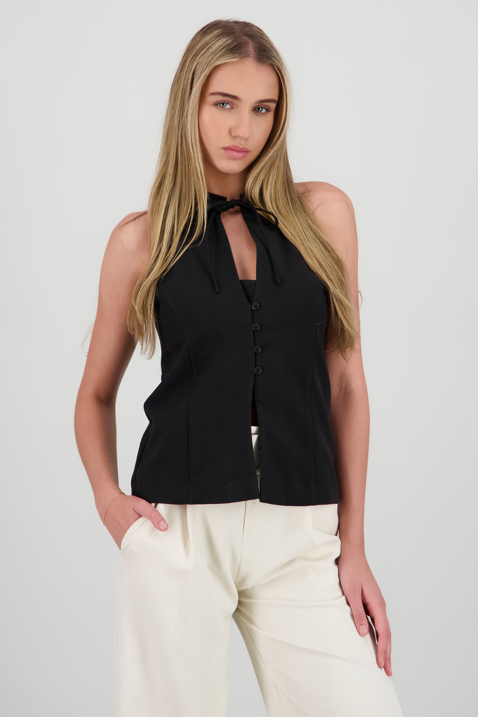 Top halter amarre NEGRO