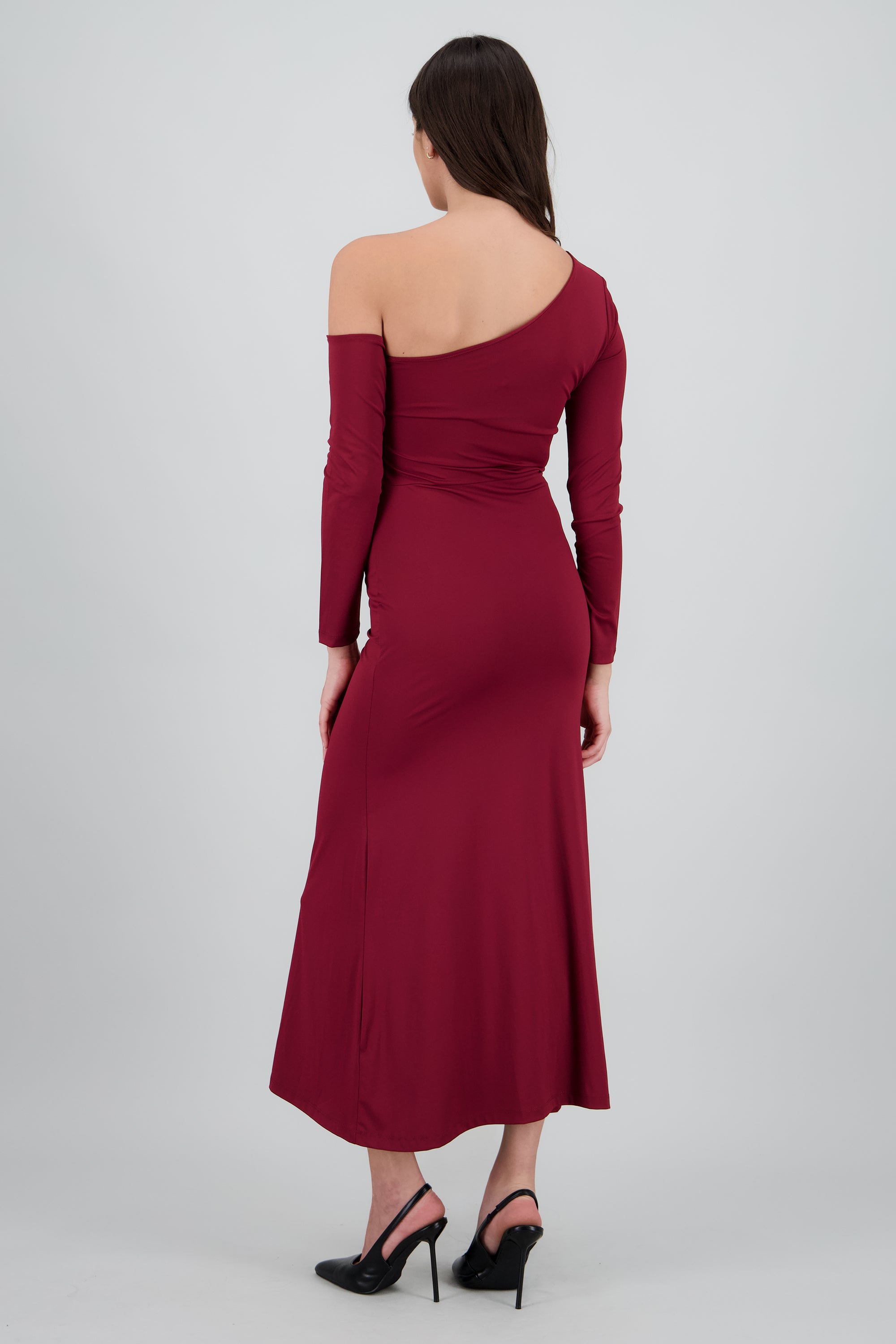 Vestido maxi one shoulder manga larga VINO