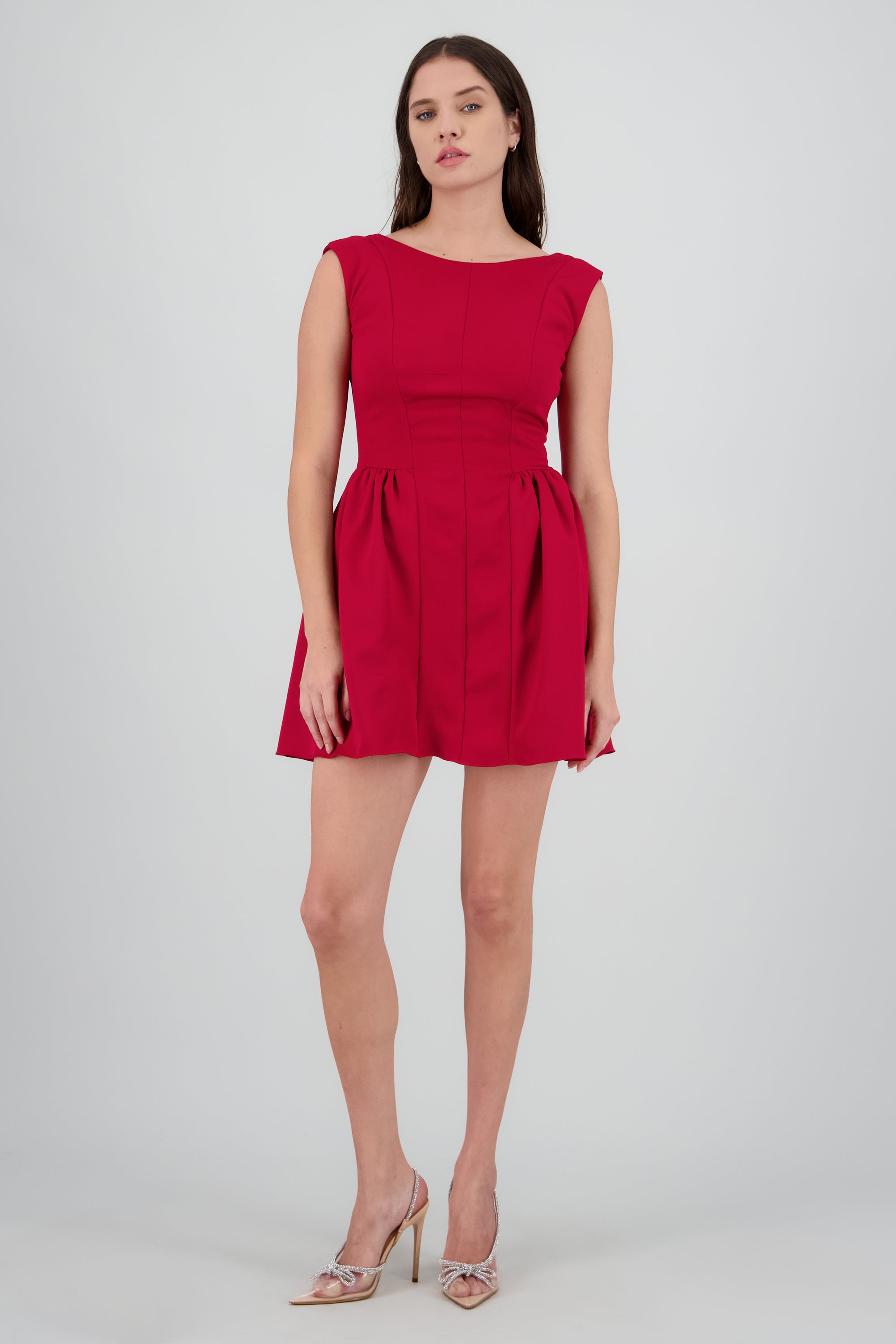 Vestido mini ampon con amarre espalda ROJO
