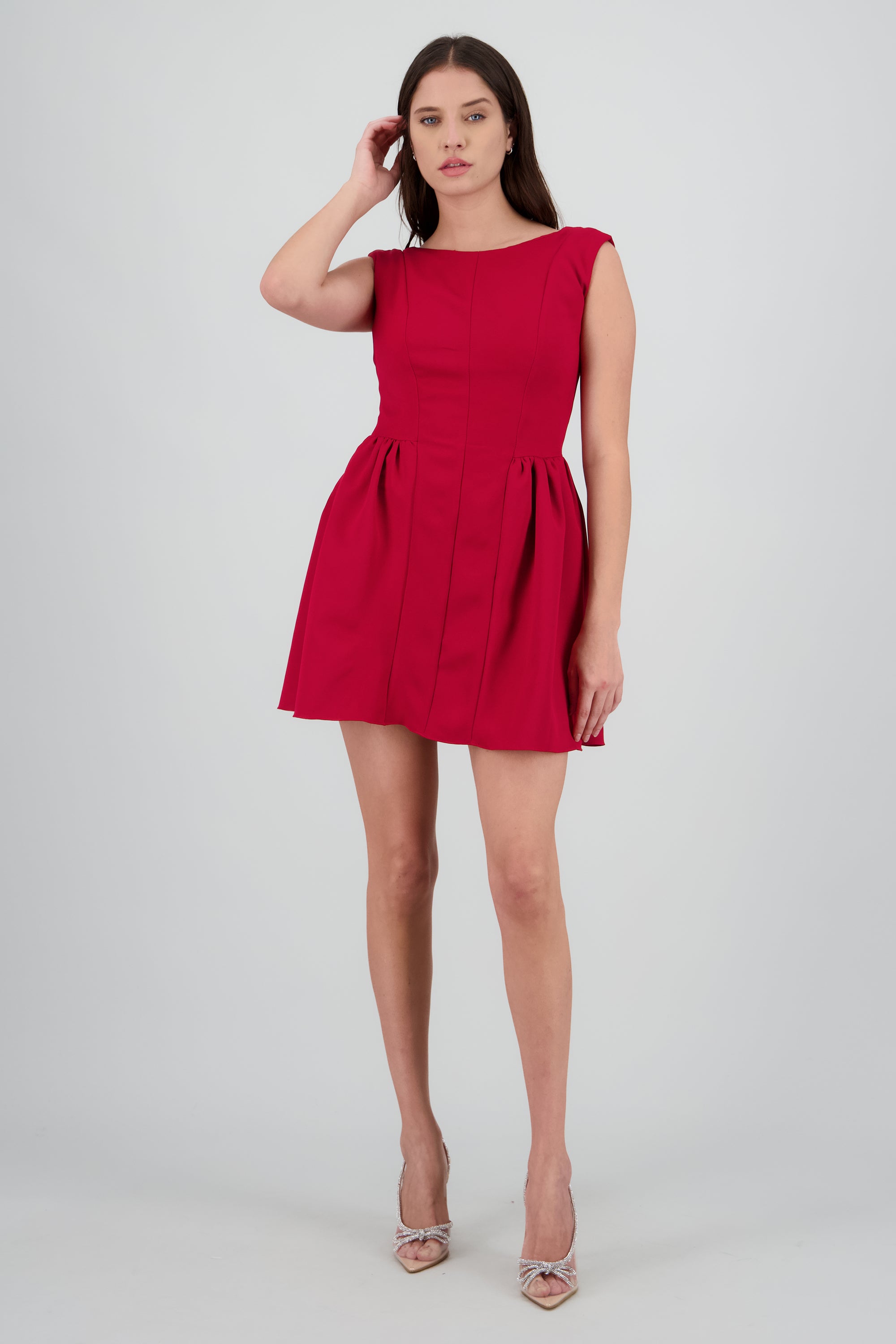 Vestido mini ampon con amarre espalda ROJO